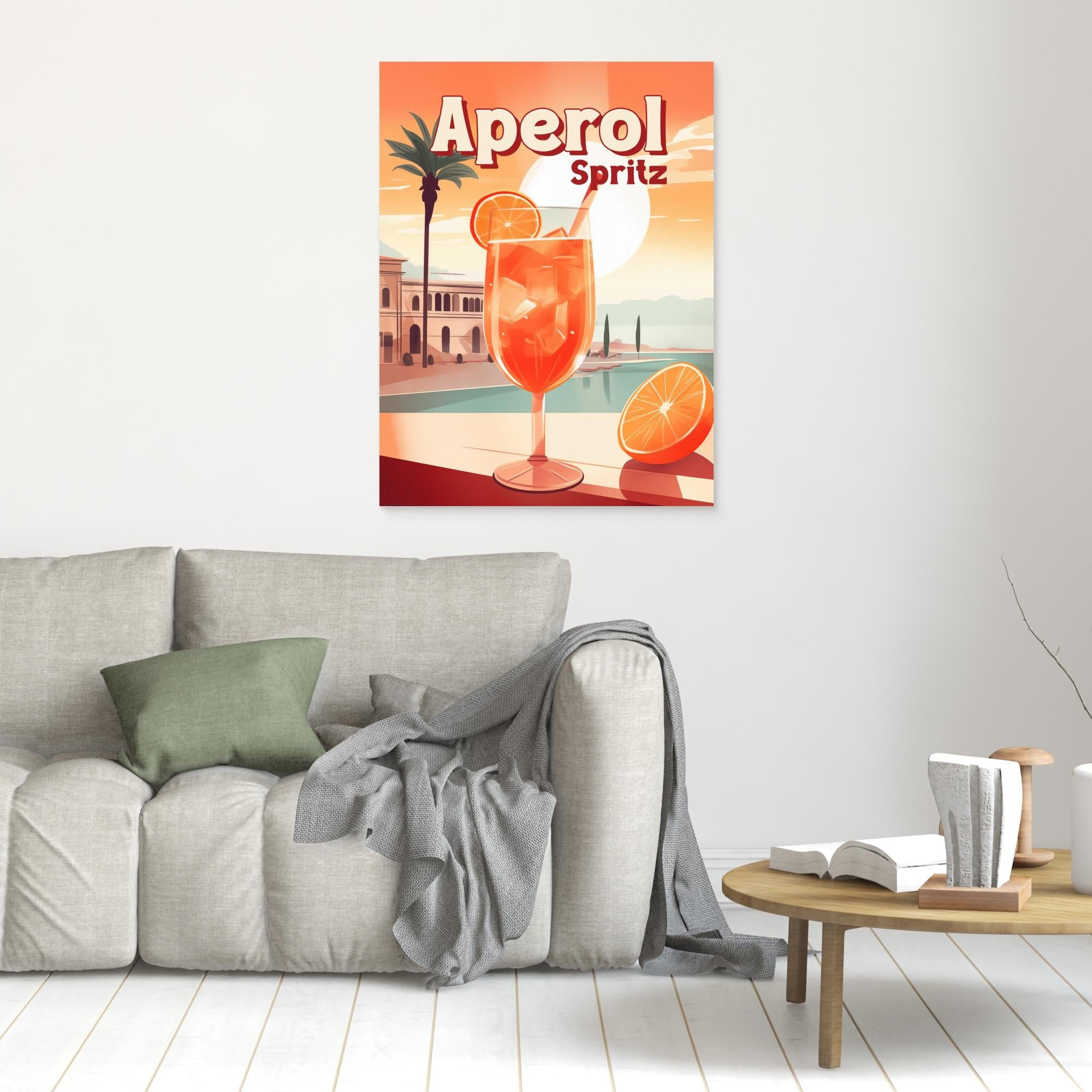 Vibrant Aperol Spritz Tropical Canvas Print by Andreas Magnusson - Perfect for Beach House Decor, Bar Wall Art & Summer-Themed Home Styling