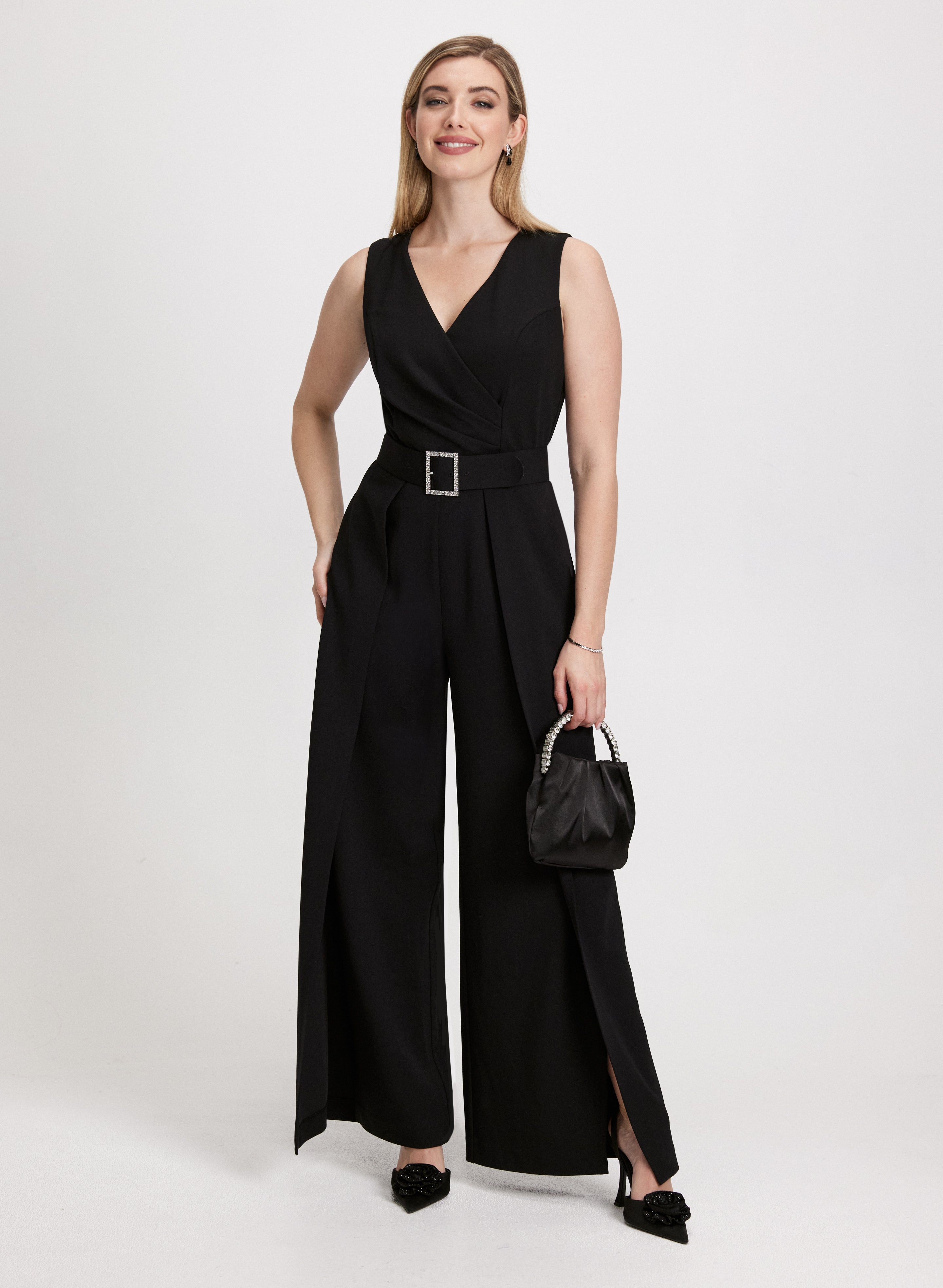 Stylish Crepe Belted Sleeveless Jumpsuit for Women - Casual Summer Romper with Adjustable Waist - Perfect for Beach, Vacation & Date Night Outfits