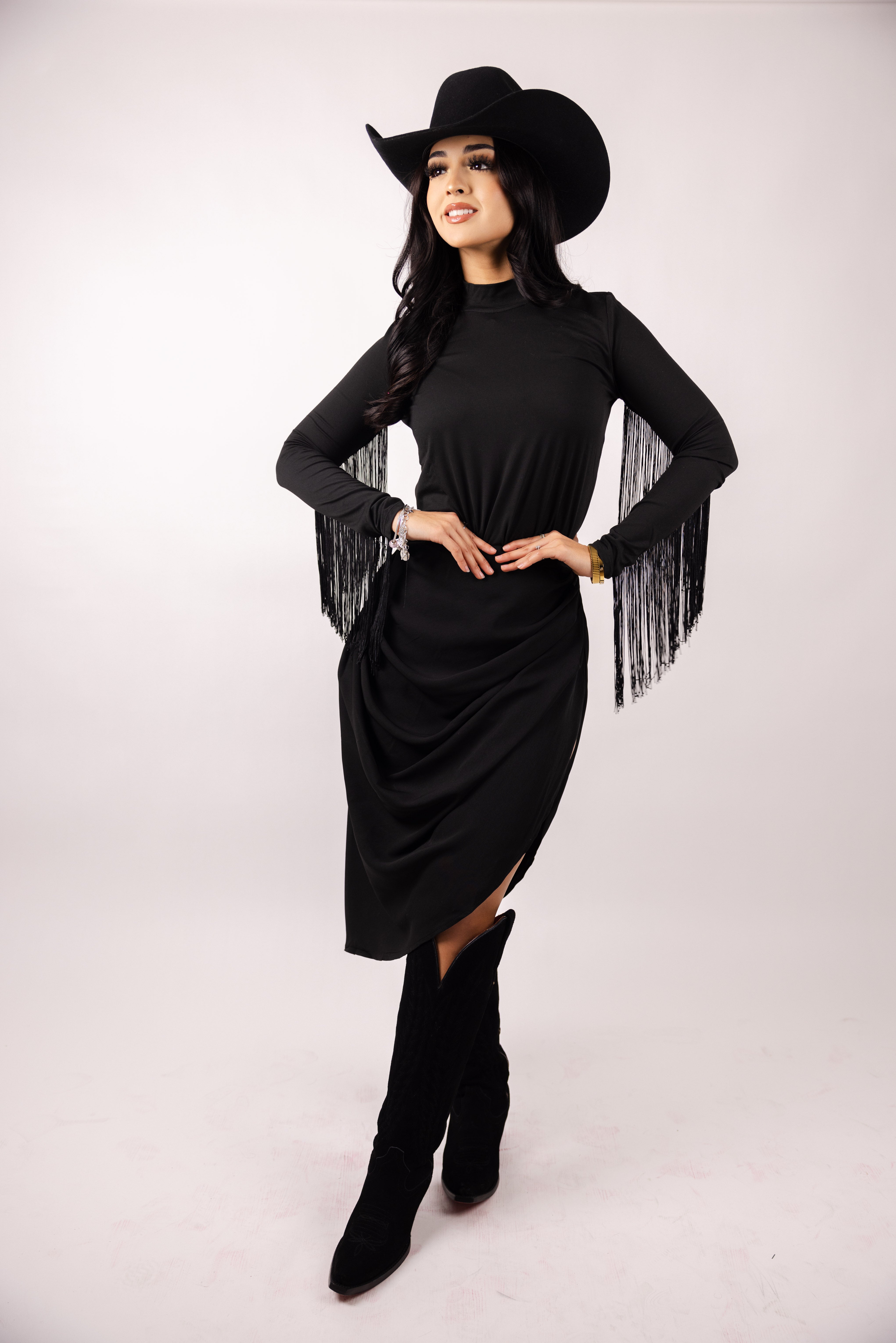 Rock & Roll Denim Women's Mock Neck Top with Fringe BW52T05289 | Vintage Style Denim Shirt for Women | Perfect for Concerts, Parties & Casual Outings