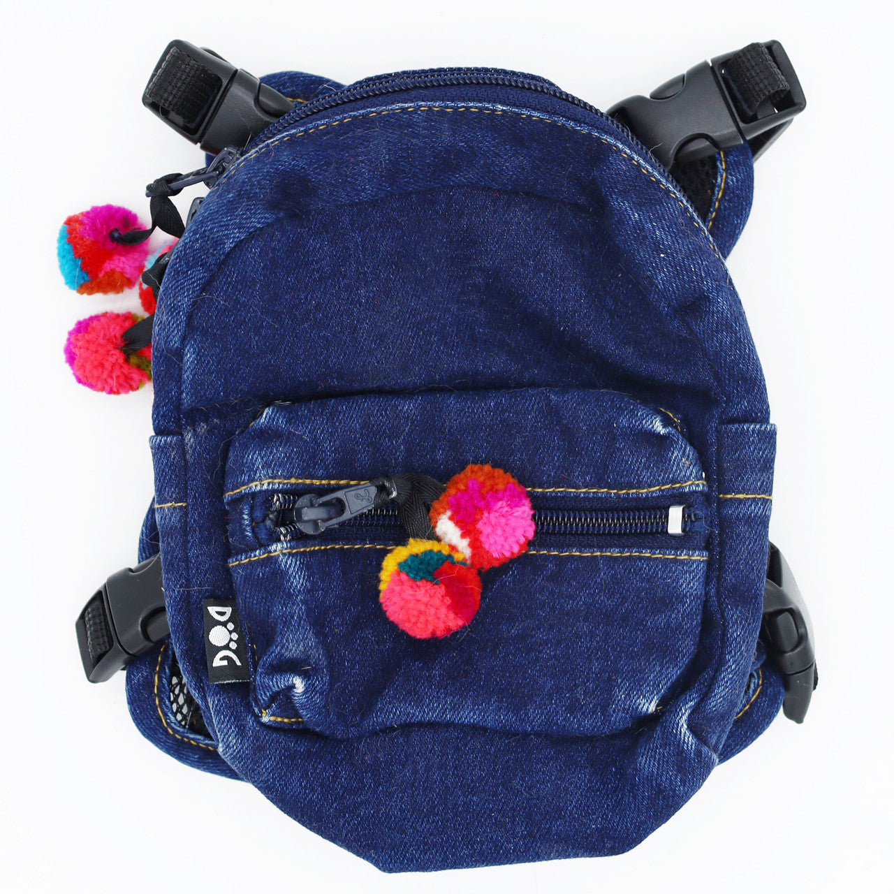 Durable Dog Backpack Harness with Denim Vest - Adjustable Pet Carrier for Hiking, Travel & Outdoor Adventures
