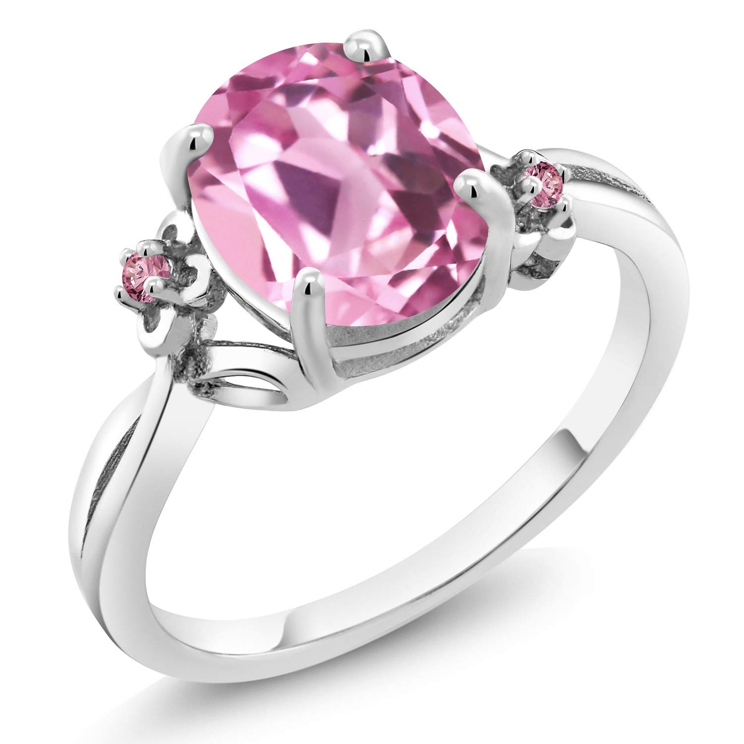 3.08 Ct Light Pink Lab-Created Sapphire & Diamond 925 Sterling Silver Ring for Women | Elegant Engagement, Anniversary Gift | Gem Stone King