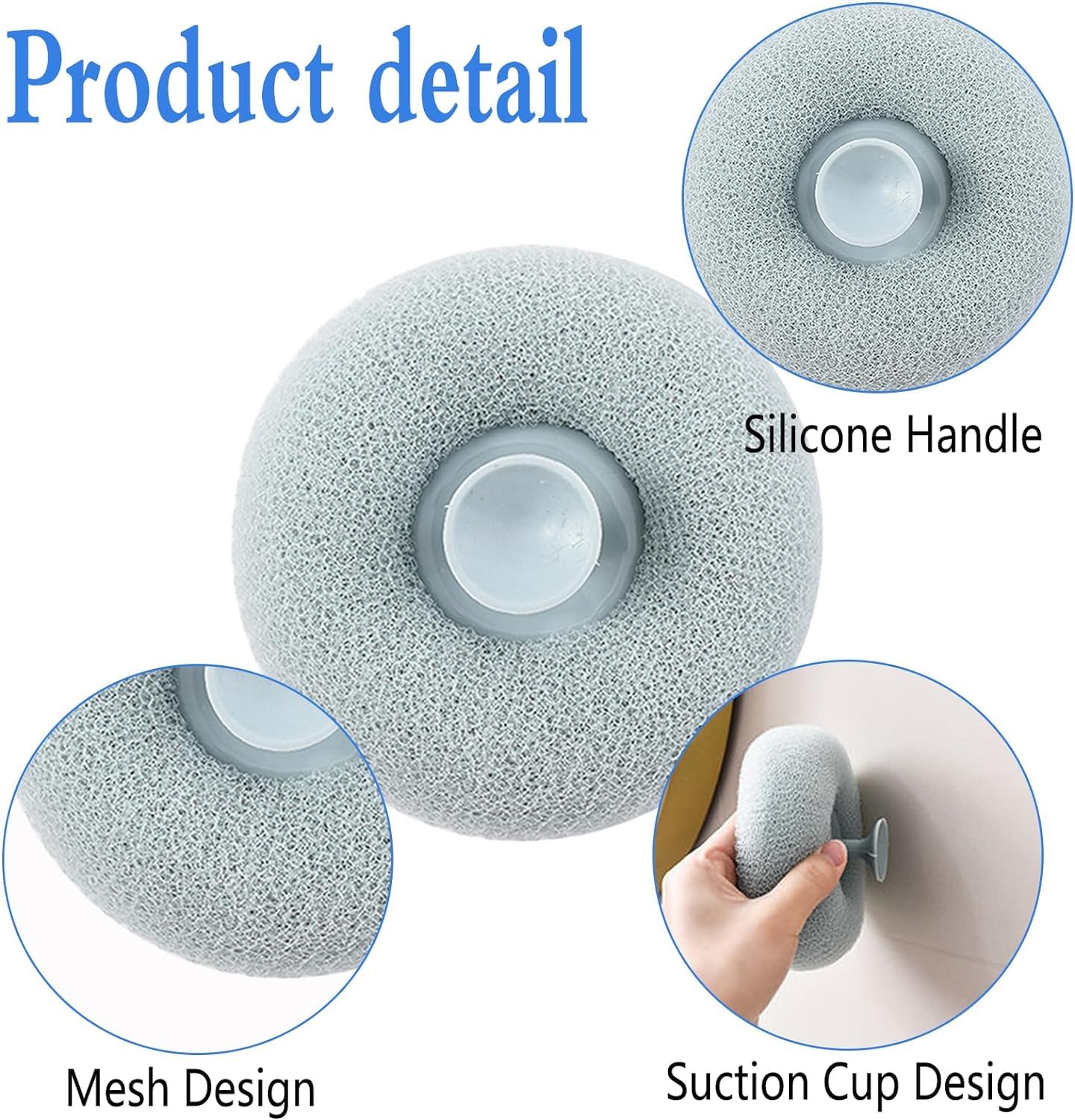 Super Soft Exfoliating Bath Sponge Brush with Suction Cup - Gentle Massage & Skin Cleansing for Women & Men (2-Pack, Multicolor) - Perfect for Shower, Bath & Body Scrub