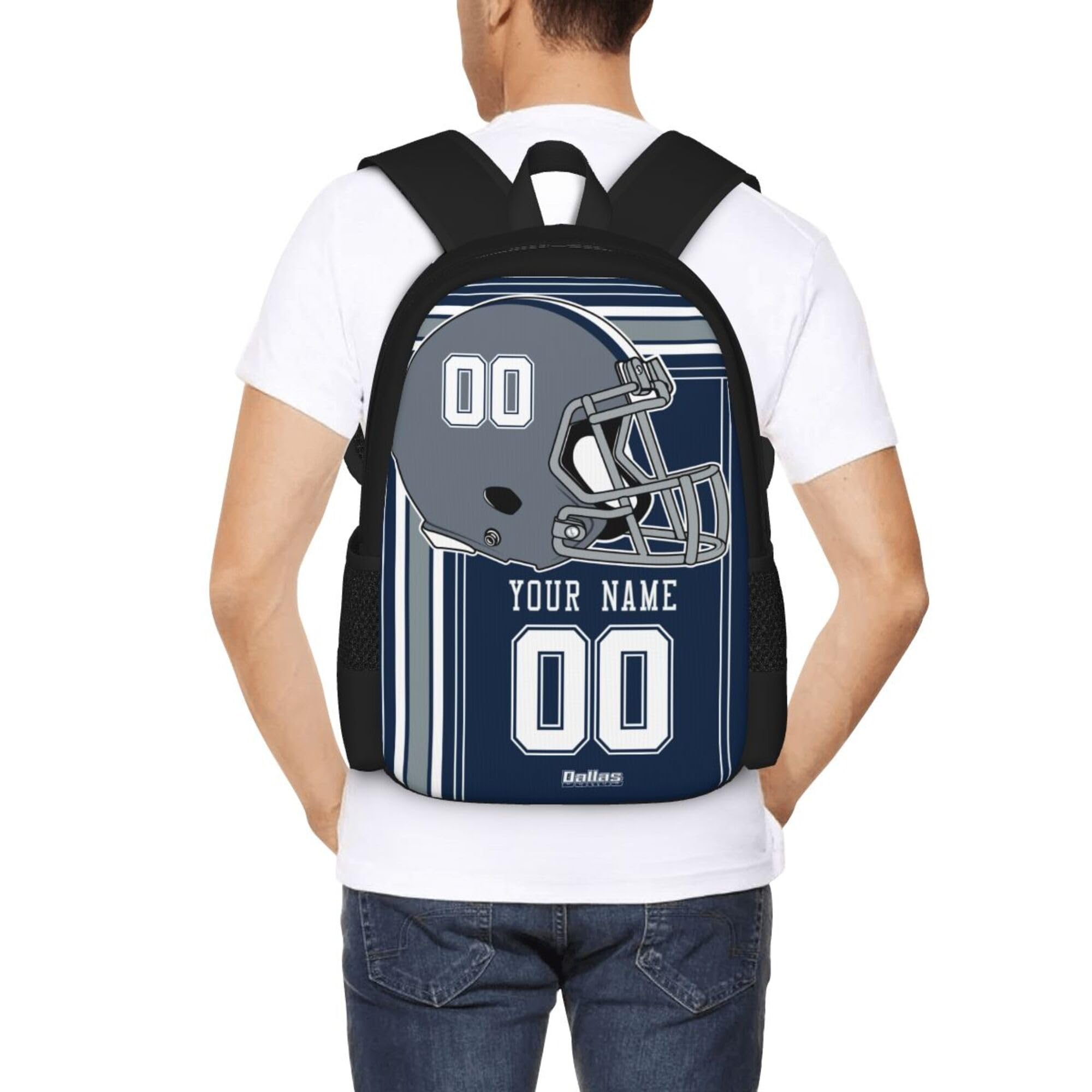 Custom Dallas Cowboys Backpack - Personalized with Name & Number - High Capacity Fan Gift for Kids & Adults - Perfect for School, Travel & Game Day