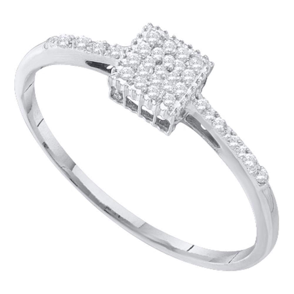 10K White Gold Women's Round Diamond Cluster Ring - 1/20 CTTW, Elegant Square Design for Engagement, Wedding & Anniversary Gifts