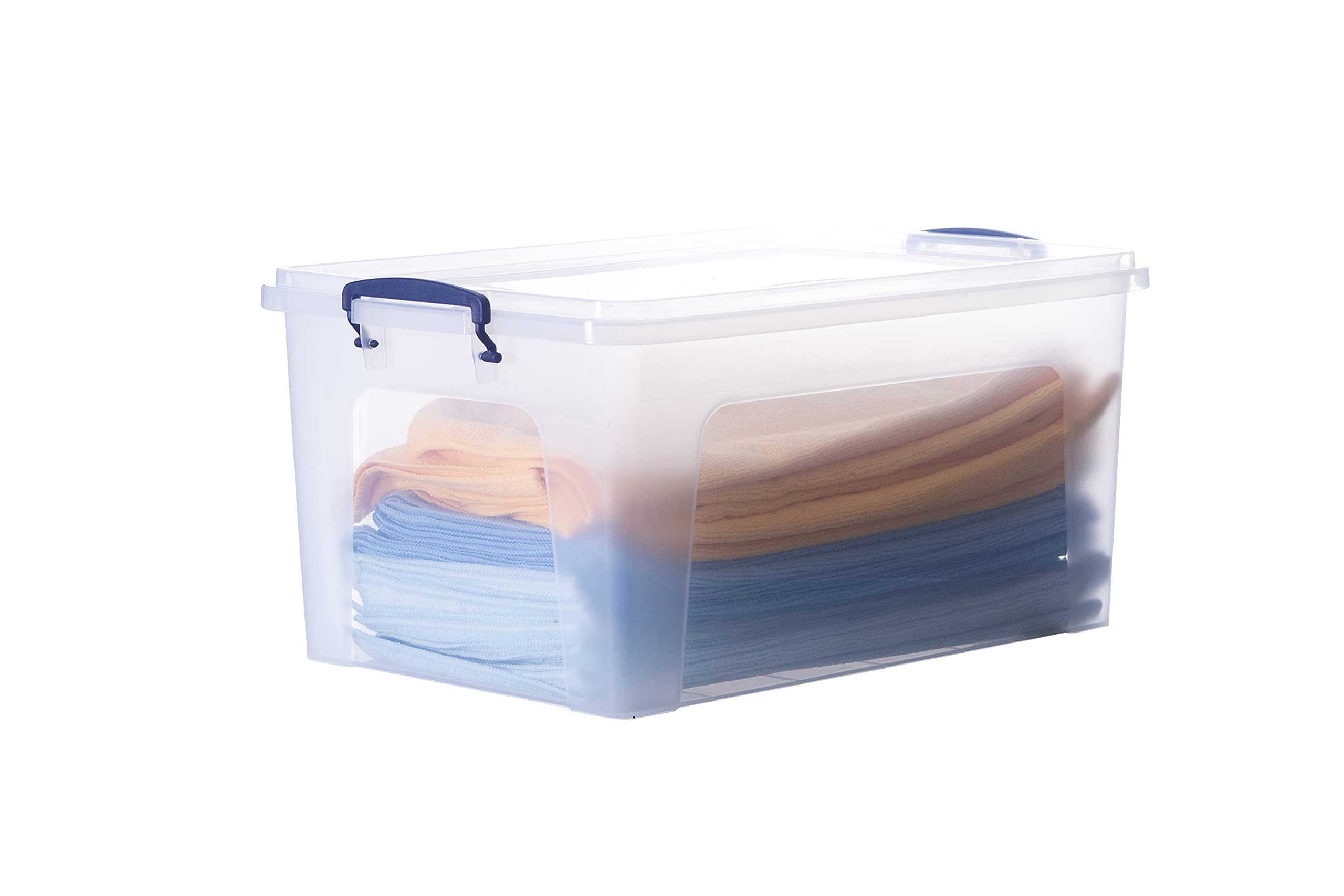 Superior Clear Plastic Storage Boxes with Lids - 12 Pack 28.5 Quart BPA Free Stackable Organizing Bins for Home, Office, School & Dorm - Perfect for Closet Organization, Toy Storage & Pantry Containers