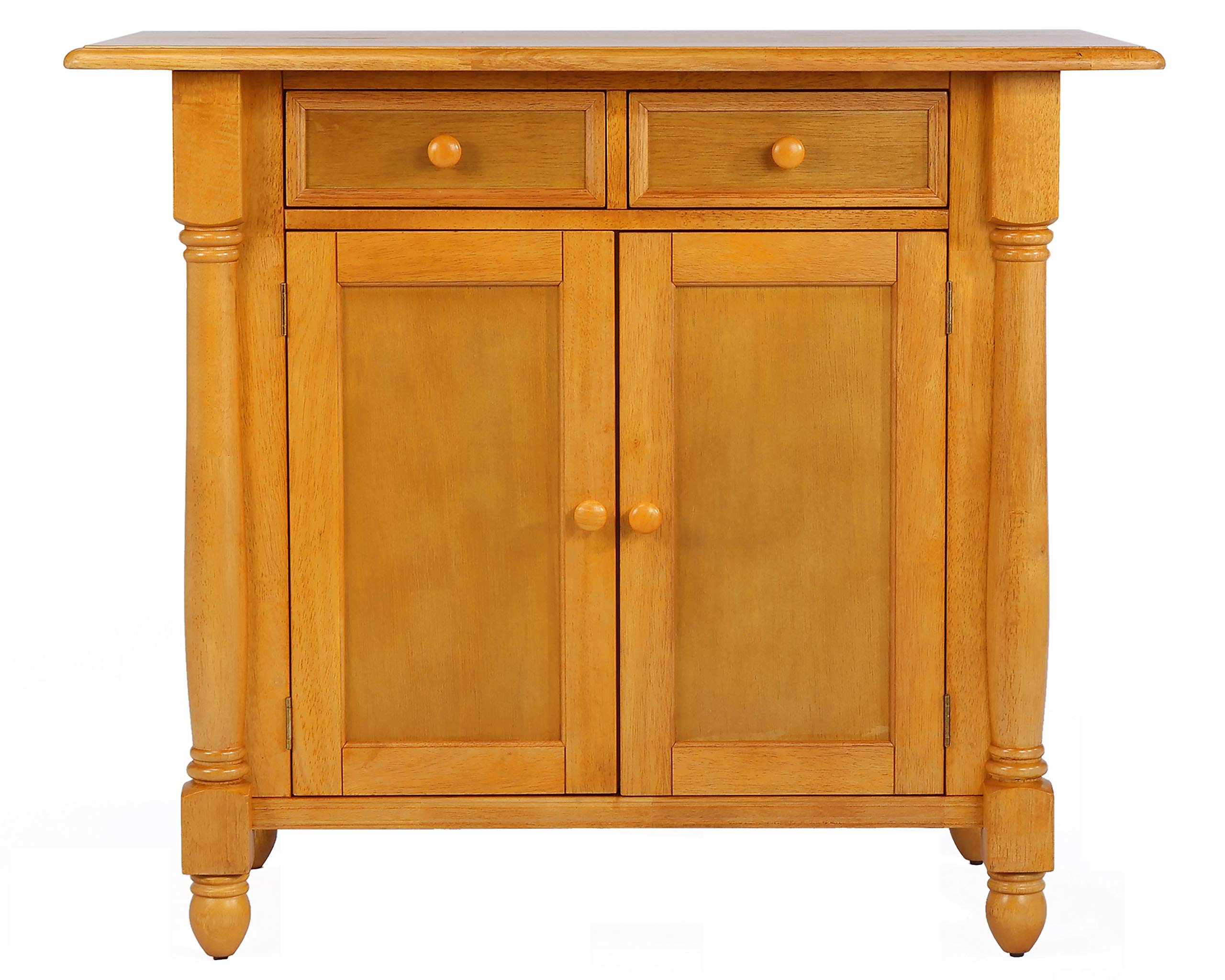 Sunset Trading Oak Kitchen Island Set with Stools - Light Brown Finish for Modern Farmhouse & Rustic Kitchens | Perfect for Meal Prep, Entertaining & Extra Storage