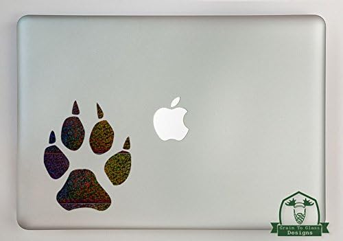 Wolf Paw Print Vinyl Decal Sticker for Car, Truck, Window, Laptop - 4 Inch Galaxy Metal Flake Design - Perfect for Automotive, Electronics & Personalization