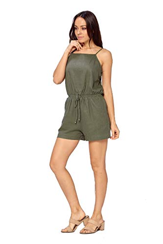 CiSono Women's Linen Romper Shorts - Comfortable Summer Jumpsuit with Pockets | Perfect for Beach, Vacation & Casual Outings