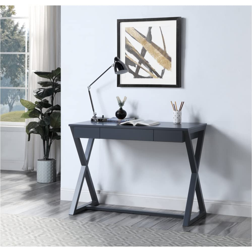 LYBJ Writing Desk - 47 Inch Rectangular Study Computer Desk with 1 Drawer, Black Home Office Desk for Small Spaces | Space Saving Design for Bedroom, Dorm, Study Room & Workspace