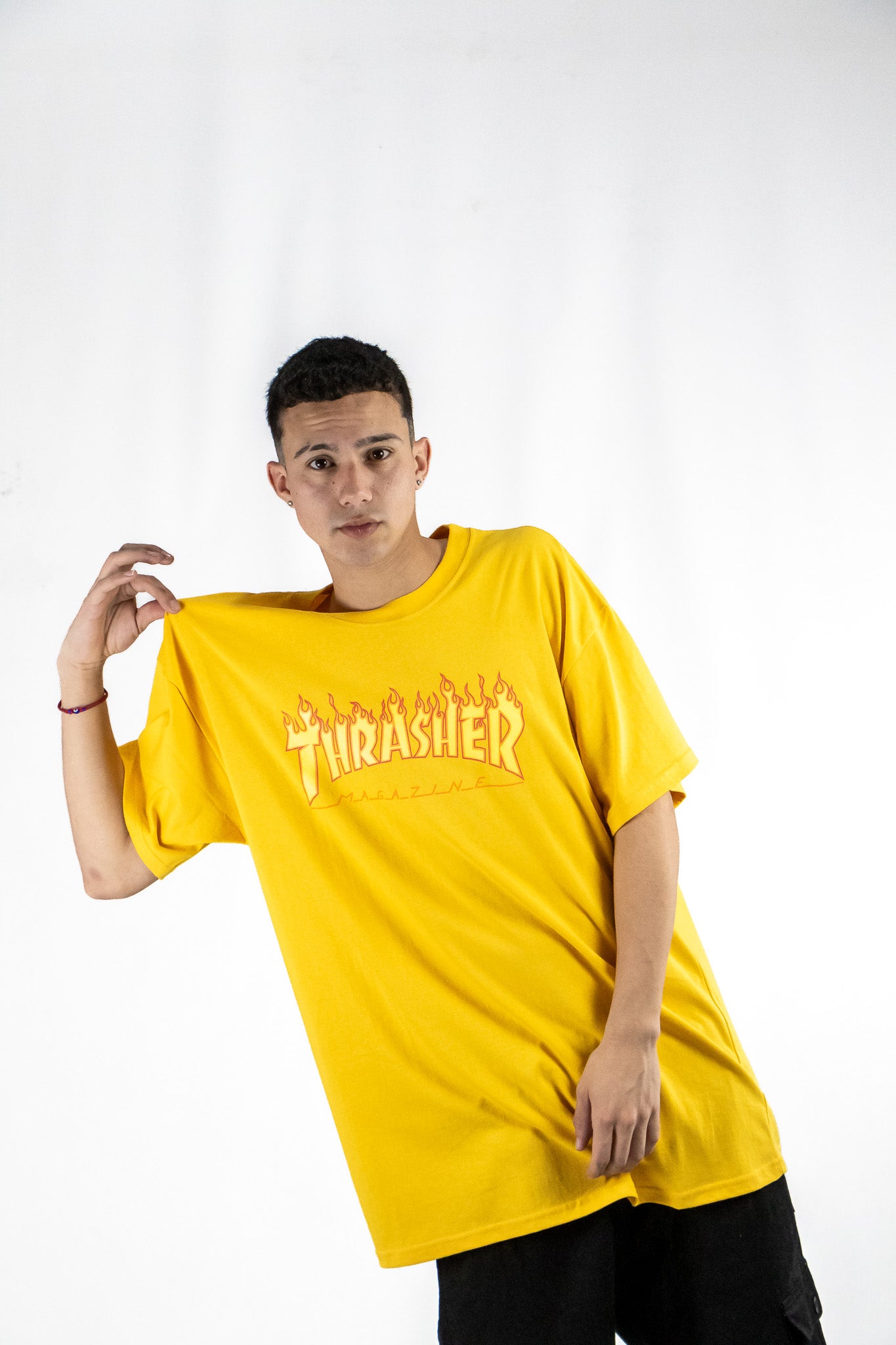 Thrasher H Flame Yellow T-Shirt - Men's Graphic Tee for Skateboarding & Streetwear Fashion | Perfect for Casual Outfits, Concerts & Urban Style