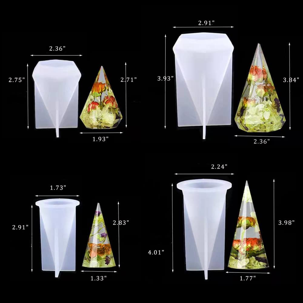 4 Pcs Silicone Ring Cone Resin Molds for DIY Jewelry Making - Ring Holder Pyramid Molds for Resin Casting, Wedding Decor, Jewelry Display Stand - Perfect for Crafting, Gift Making & Home Decoration