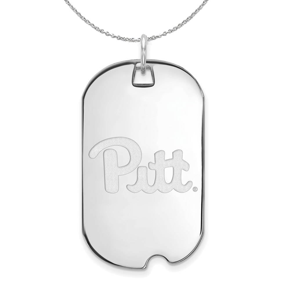 Black Bow Sterling Silver University of Pittsburgh Dog Tag Pendant Necklace - Perfect for Alumni Gifts, Graduation Jewelry & School Spirit Accessories