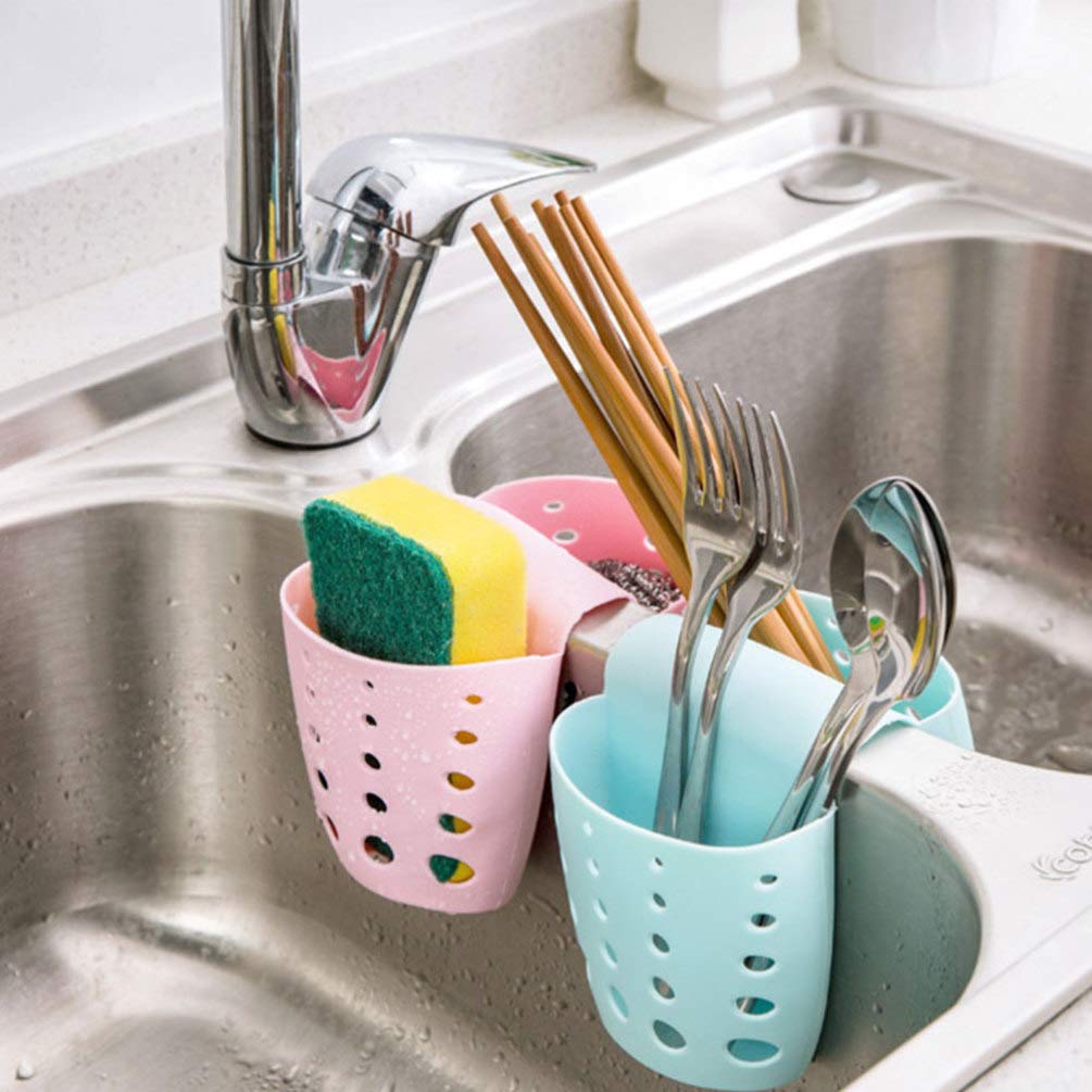 TOPBATHY 2-Pack Non-Slip Hanging Kitchen Organizer Rack - Bathroom & Sink Storage Basket for Sponges, Soap, and Utensils - Space Saving Faucet Mount Drying Rack for Kitchen Sink Accessories (Perfect for Small Spaces & Clutter-Free Organization)