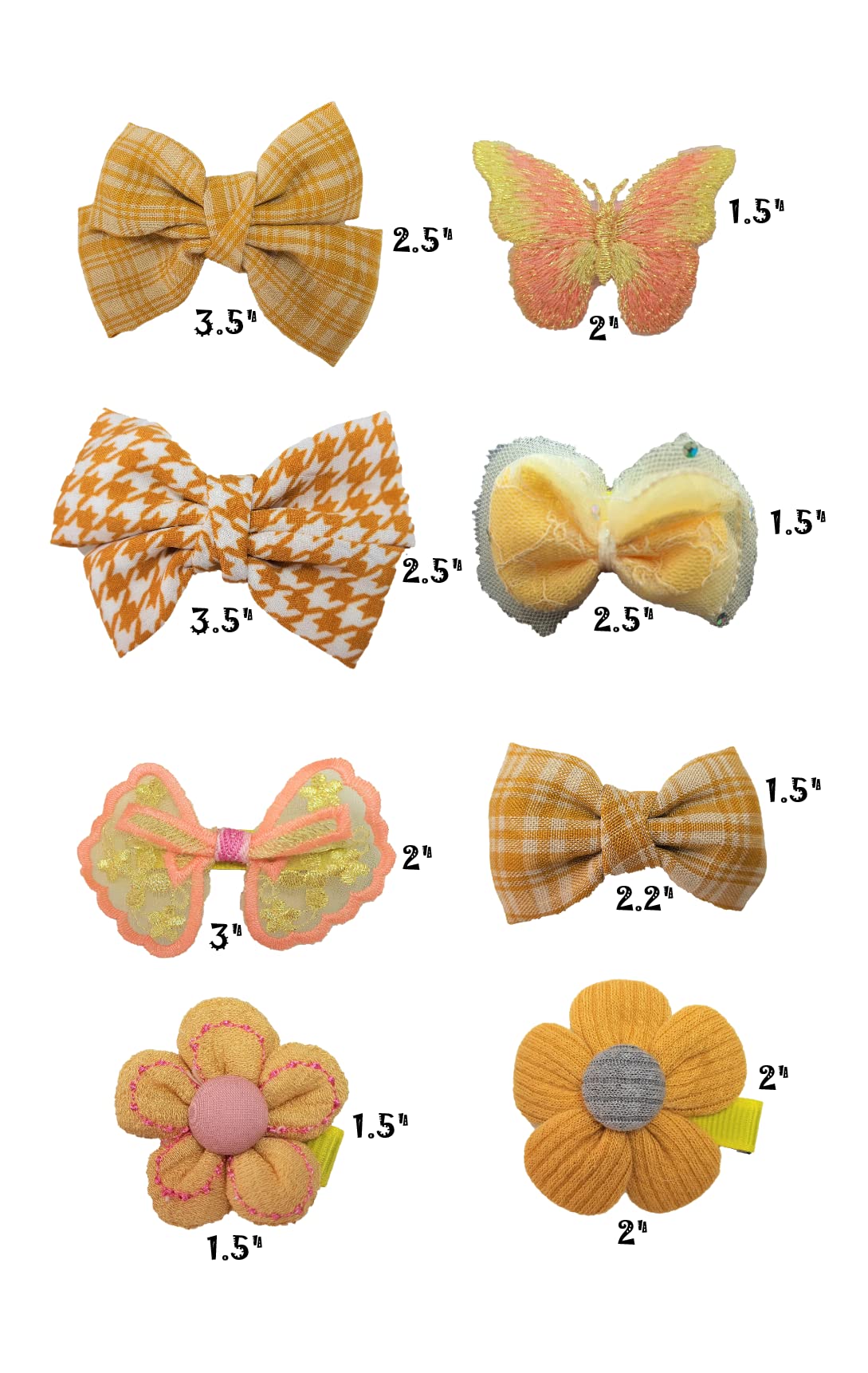 AON 8-Pack Cute Checked Floral Hair Bows - Hair Clips for Girls, Teens, Toddlers & Baby Girls - Perfect for School, Parties & Everyday Wear