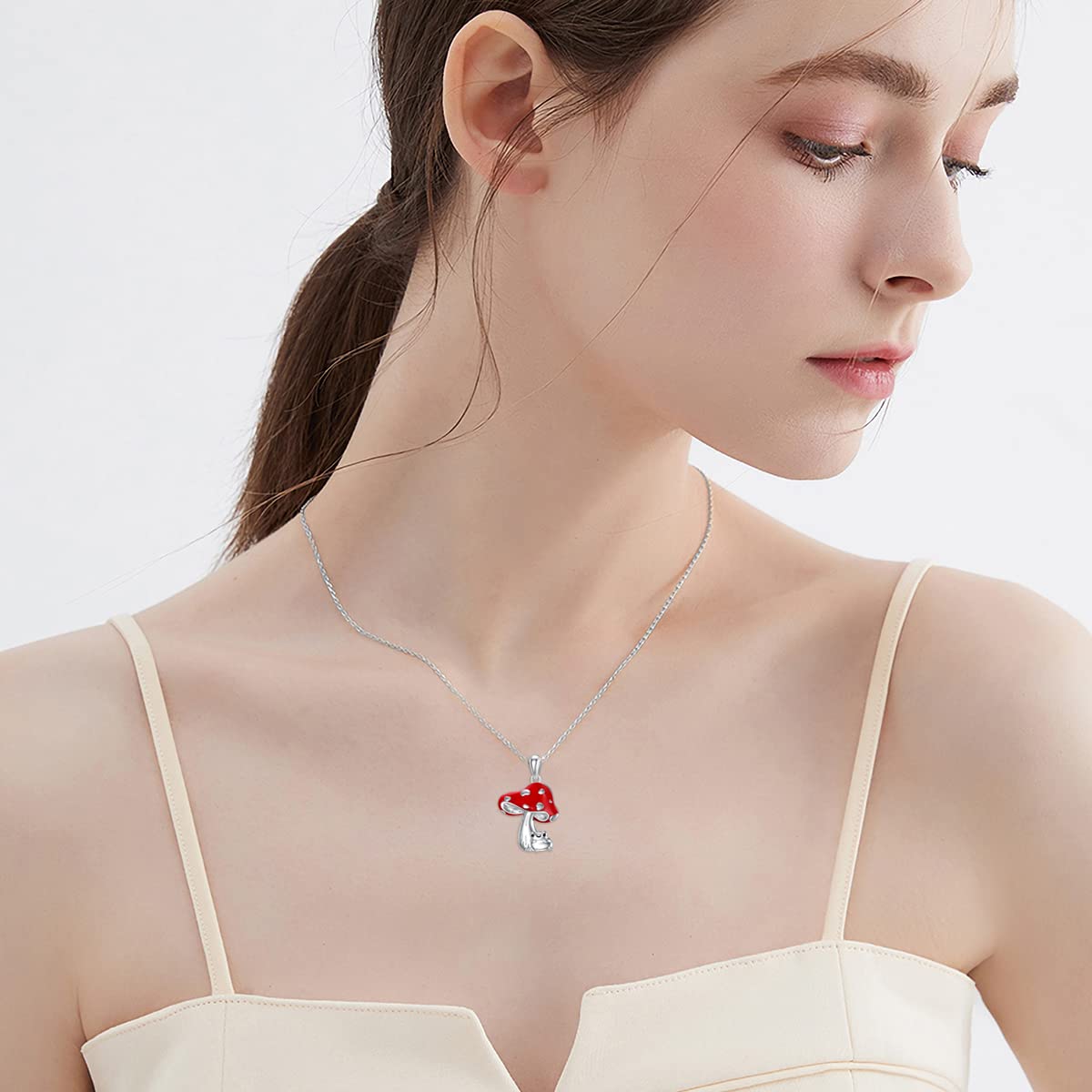 925 Sterling Silver Mushroom & Frog Pendant Necklace - Elegant Nature-Inspired Jewelry Gift for Women - Perfect for Casual Wear, Boho Fashion & Outdoor Adventures