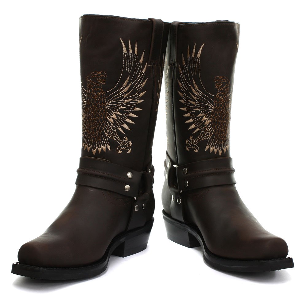 Bald Eagle Brown Men's Cowboy Boots - Western Style Leather Work Boots for Men - Durable & Comfortable Riding Boots for Country, Rodeo, and Outdoor Activities
