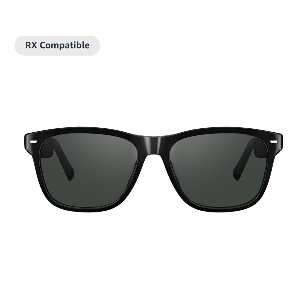 Amazon Echo Frames (2nd Gen) - Alexa Enabled Smart Glasses with Polarized Sunglass Lenses, Square Frame in Classic Black - Hands-Free Calls, Music & Notifications for Workouts, Driving & Outdoor Activities