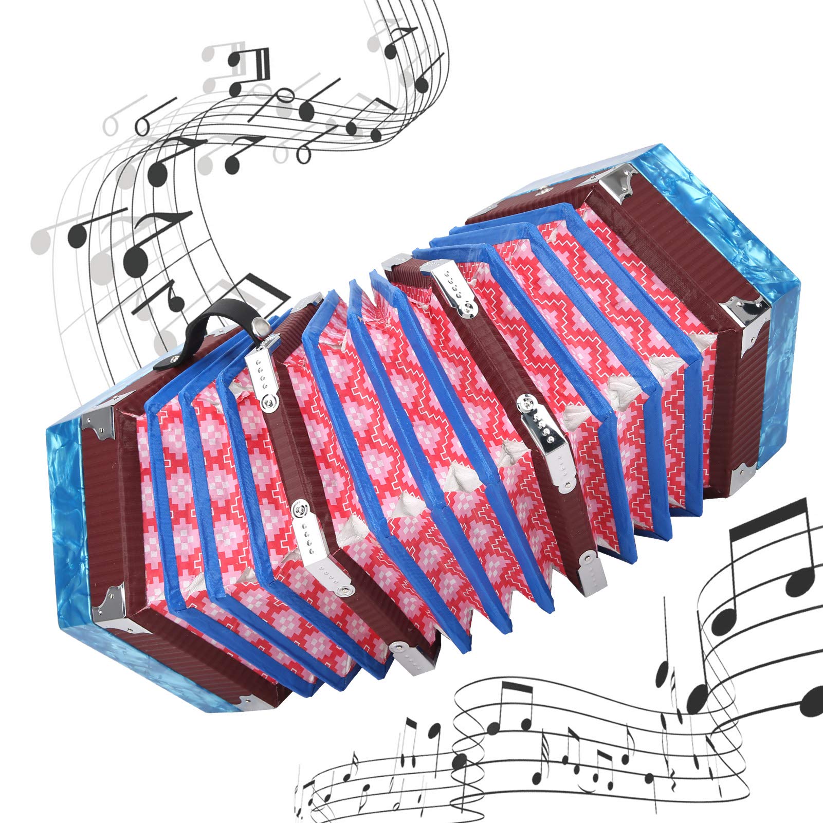 Professional Sky Blue Concertina Accordion - Portable Hand Piano for Adults, Students & Beginners | Perfect for Performances, Practice & Music Lessons