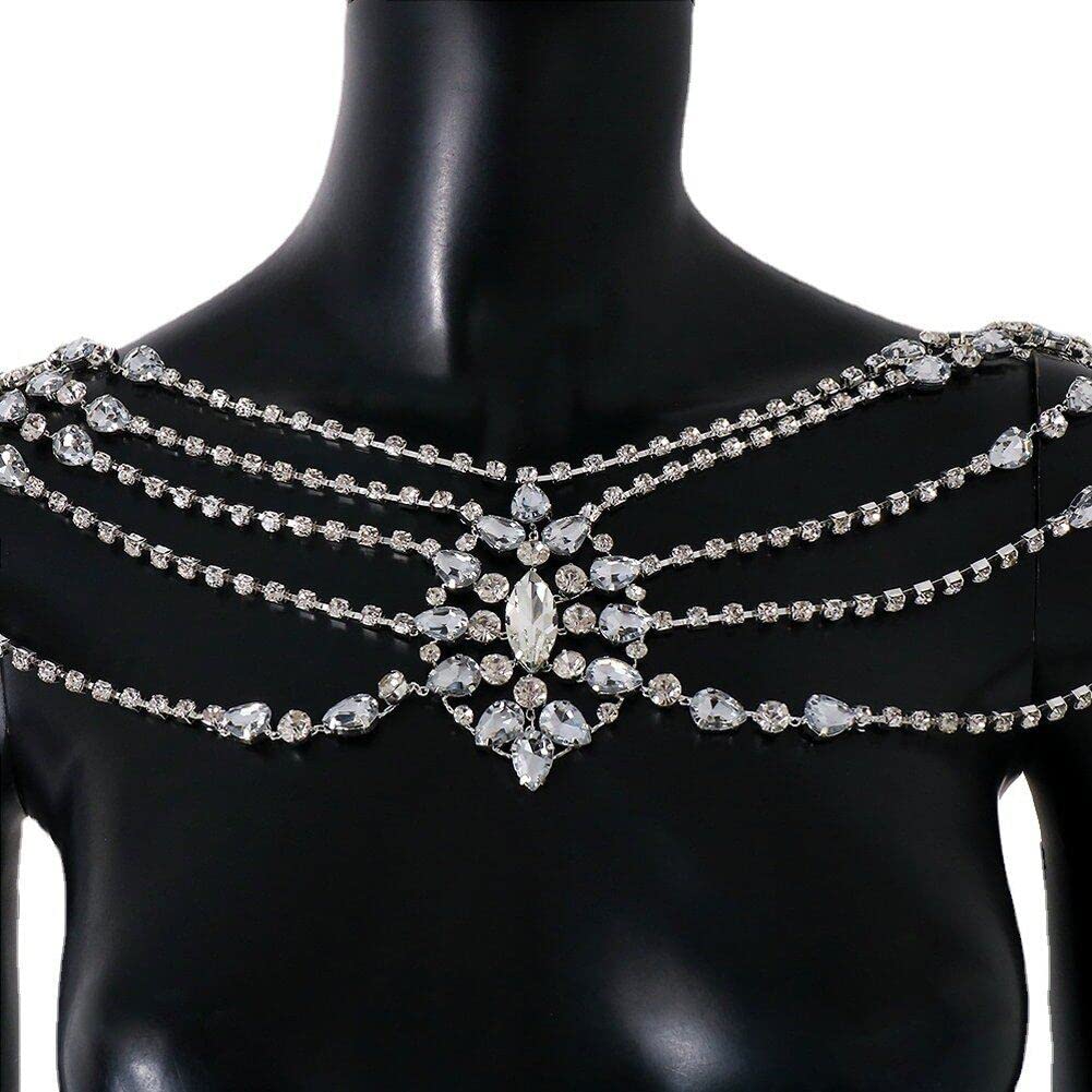 Stylish Punk Rhinestone Body Chain Necklace - Adjustable Multi-Layer Chest & Shoulder Jewelry for Women | Perfect for Music Festivals, Parties & Boho Fashion Outfits