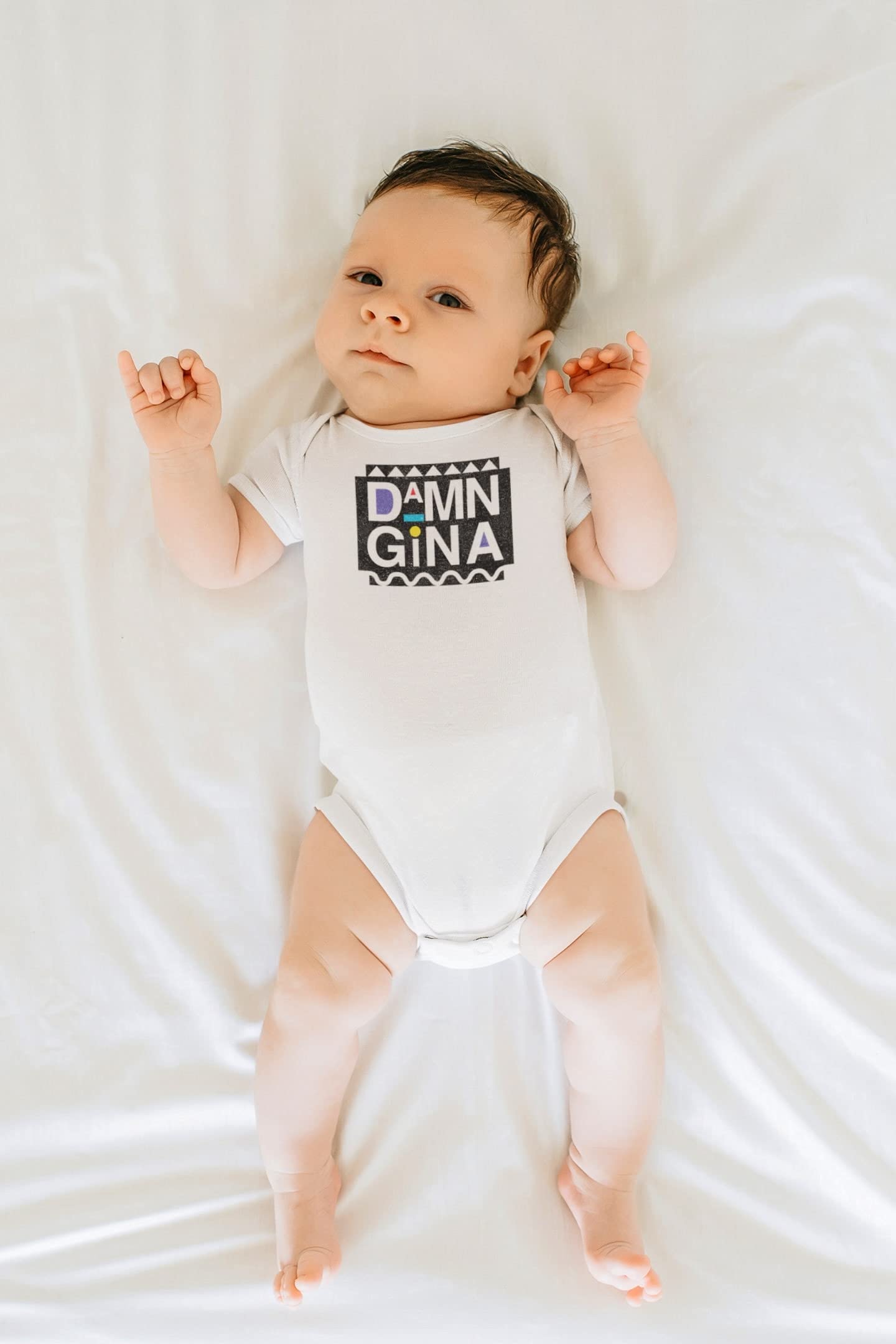 Pop Threads Damn Gina Baby Bodysuit - Retro 90s Funny Infant Outfit for Boys & Girls - Perfect Baby Shower Gift & Cute Casual Wear
