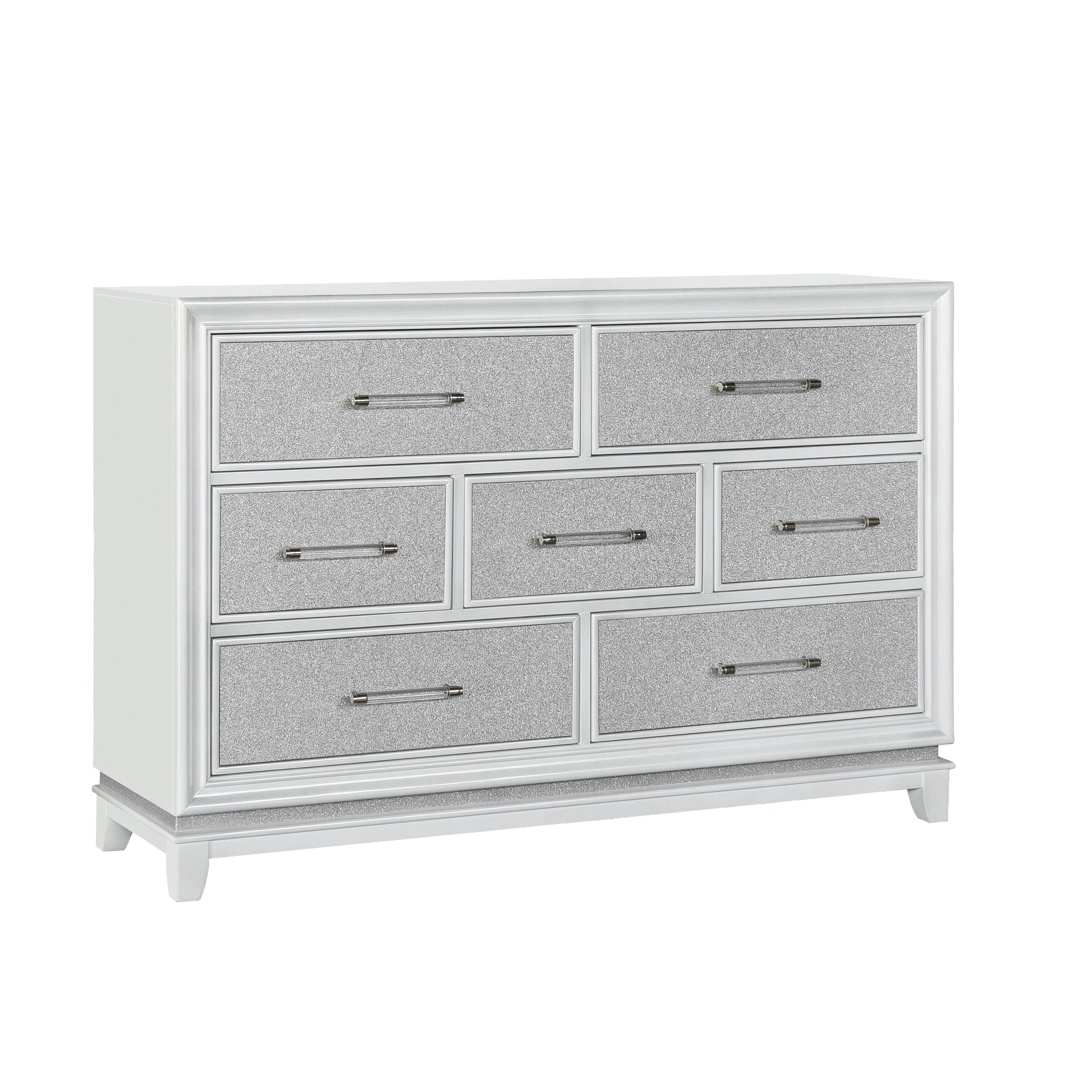 Roundhill Furniture Galaxy Bedroom Set with LED Lights - Pearlized White Finish, Modern Bed Frame with Nightstand & Dresser - Perfect for Contemporary Bedrooms & Teen Rooms