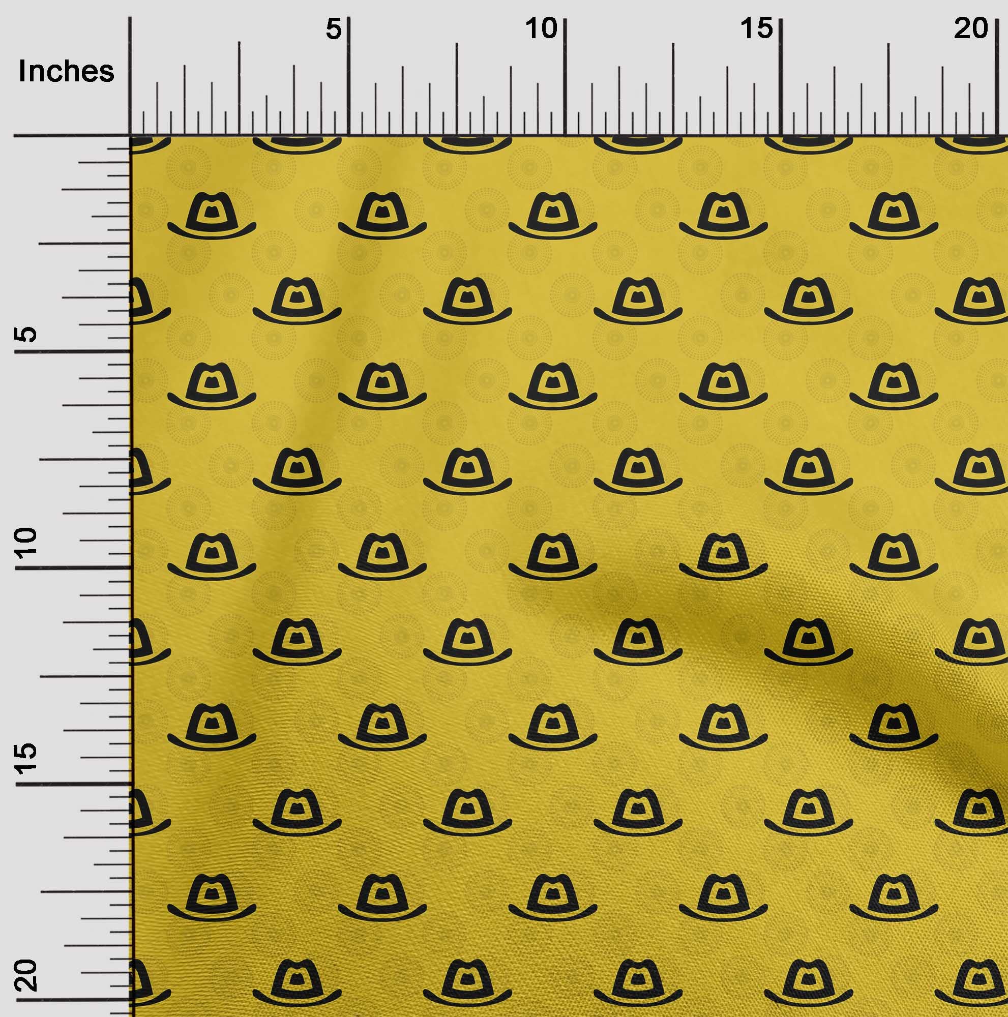 oneOone Rayon Yellow Fabric for Kids Cowboy Hat - 56 Inch Wide Printed DIY Sewing Material by The Yard - Perfect for Western Costumes, Dressmaking & Craft Projects