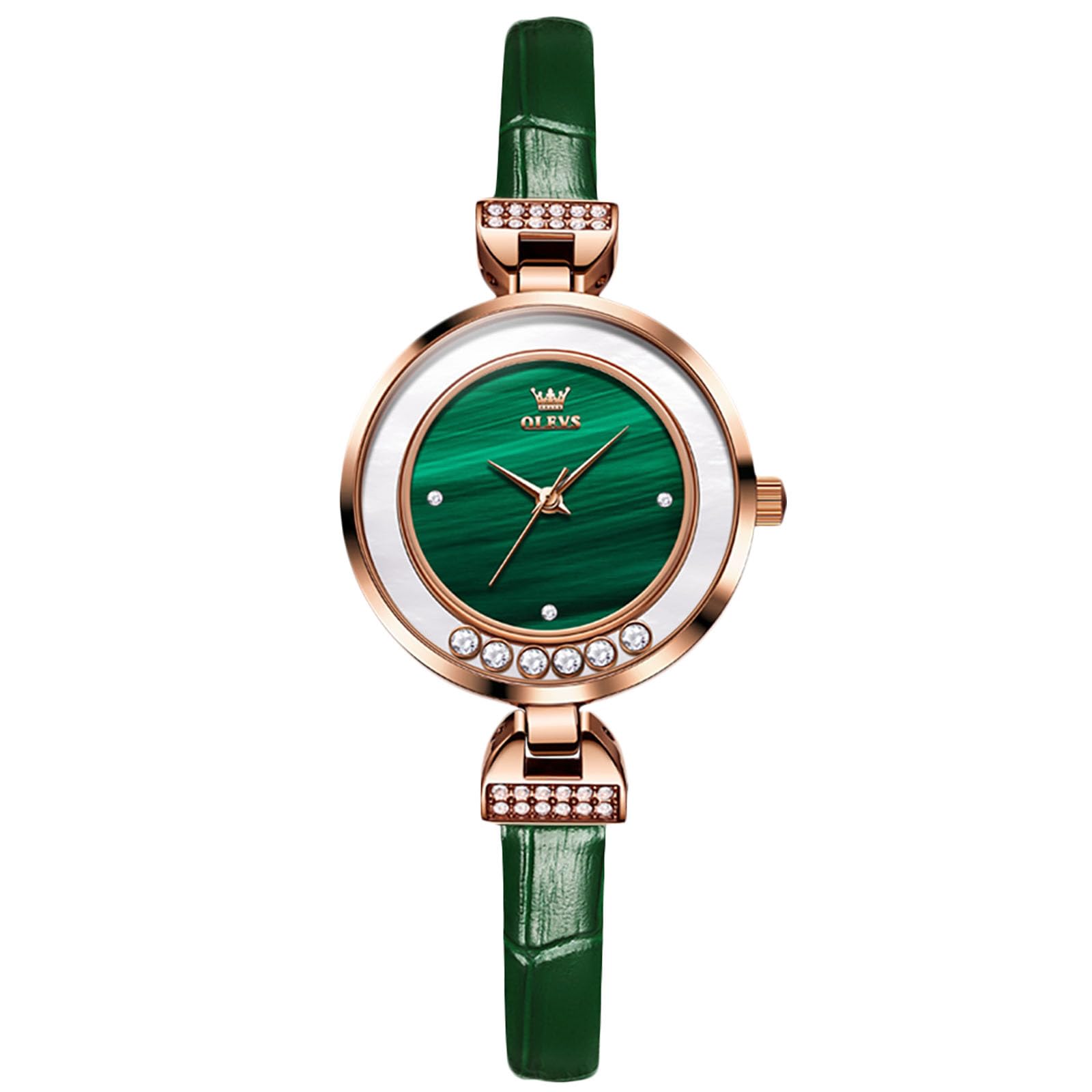 RORIOS Women's Elegant Diamond Analog Quartz Watch - Waterproof Ladies Dress Watch with Leather Strap - Perfect for Office, Party & Formal Occasions