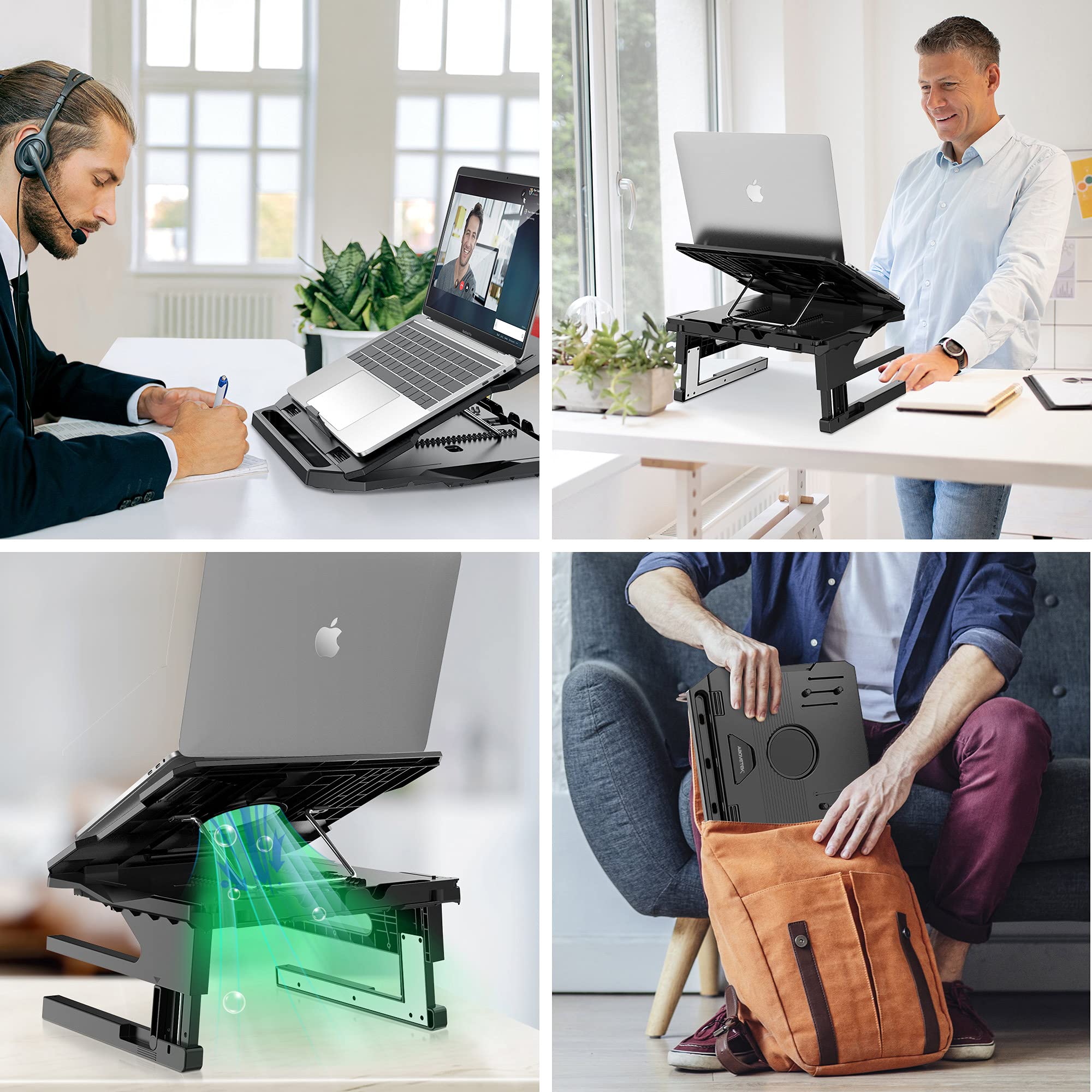 Adjustable Laptop Stand with 360° Rotation & Phone Holder for 10-17