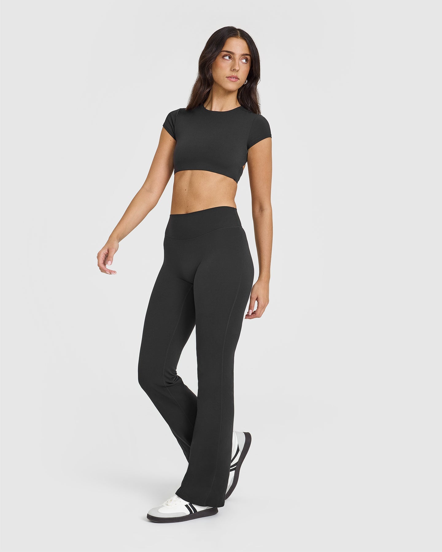 SoftMotion™ Flared Yoga Pants for Women - Stretchy High Waisted Soft Black Leggings | Perfect for Yoga, Workouts & Casual Wear