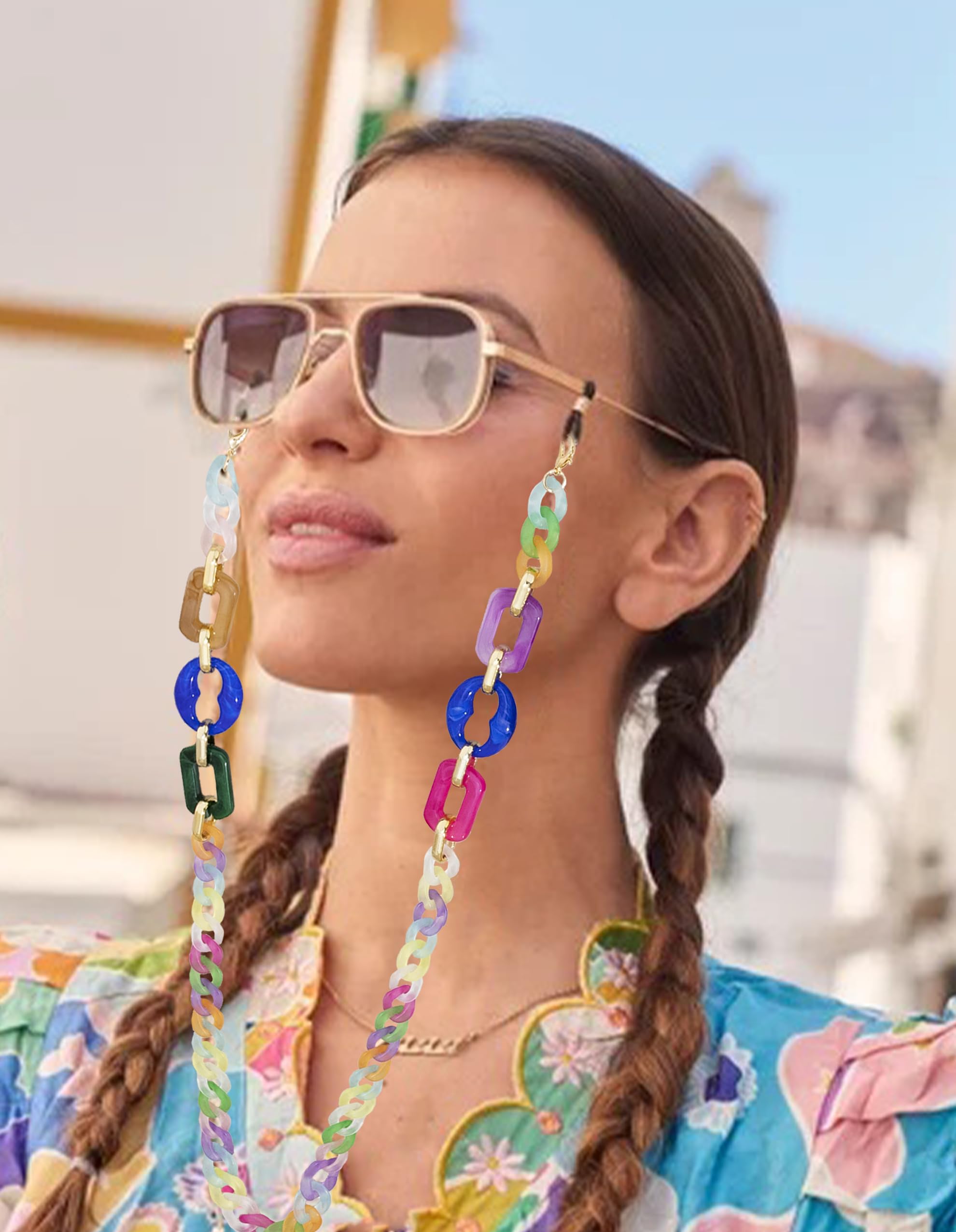 Stylish Acrylic Eyeglass Chain for Women - Fashionable Necklace-Style Glasses Holder - Perfect for Reading, Work, and Everyday Use