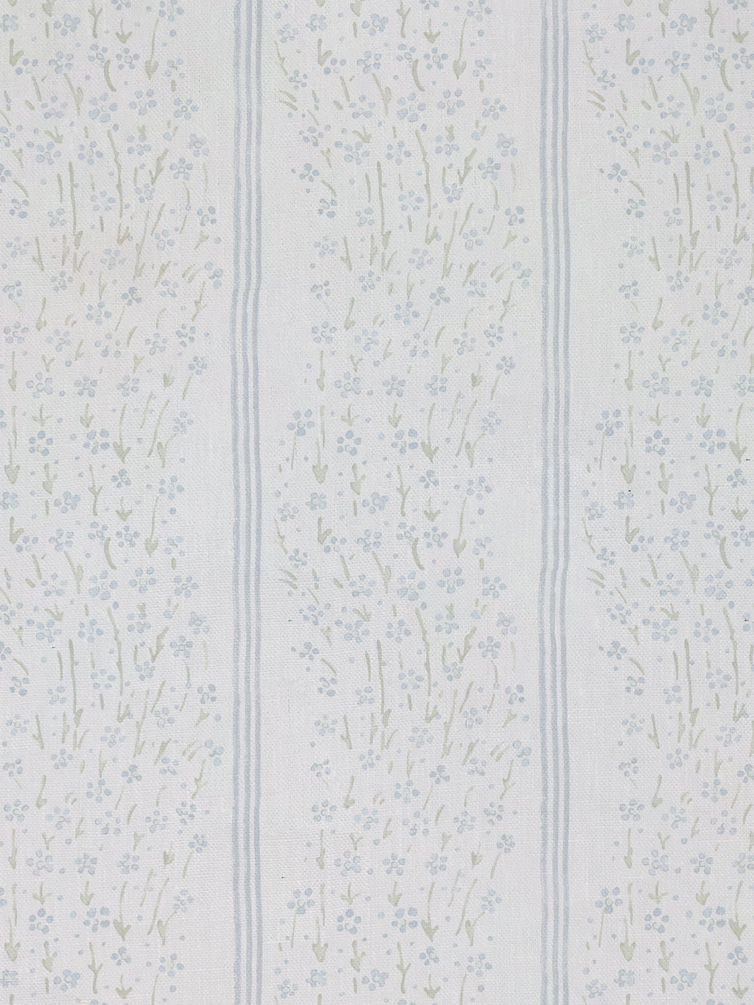Nathan Turner Blue Green Linen Fabric with Floral Ditsy Wave Stripe - Perfect for Upholstery, Curtains & Home Decor Projects