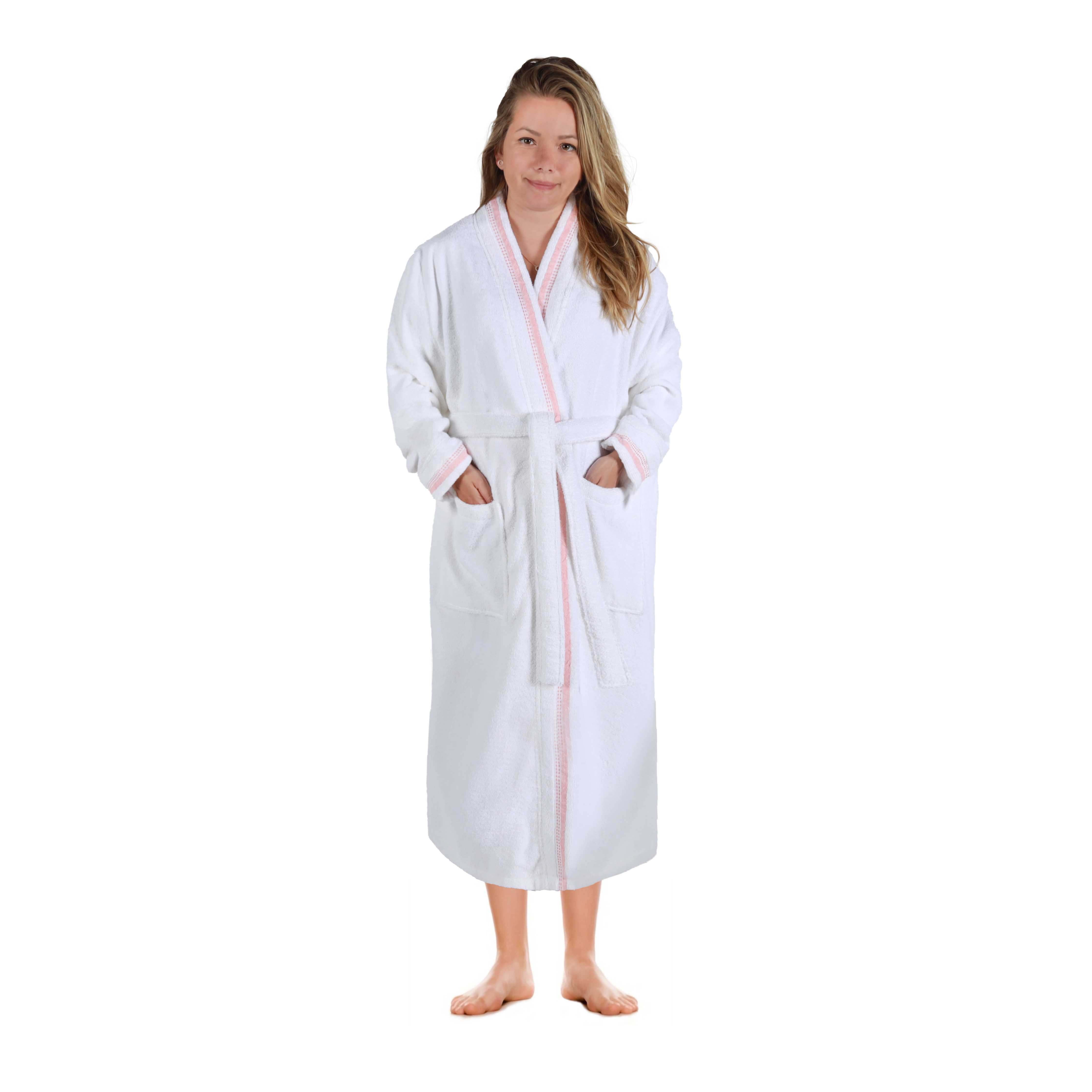 Unisex Cotton Terry Kimono Bathrobe with Embroidery - Soft & Absorbent for Spa, Beach & Home Relaxation