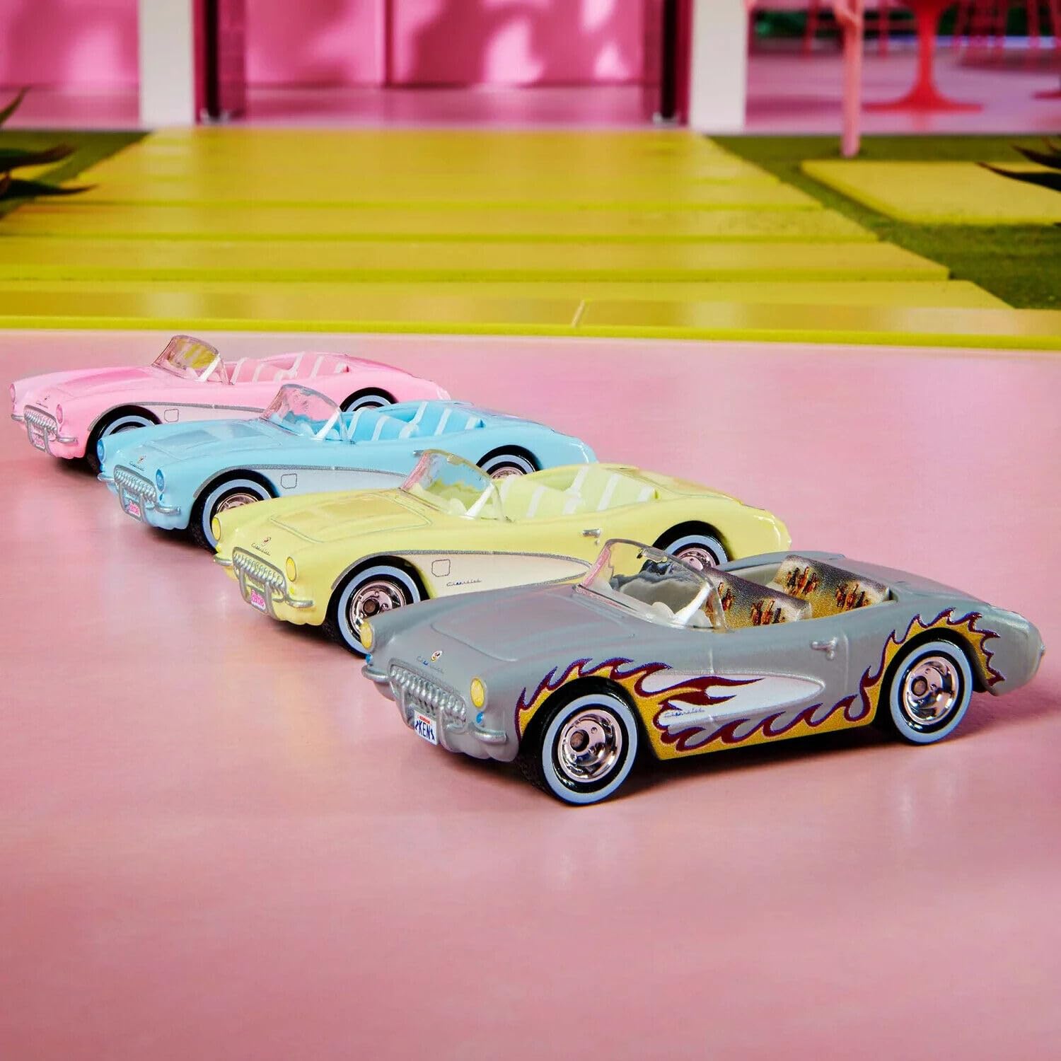 Hot Wheels Barbie The Movie Corvette 4-Pack Die-Cast Car Set - Collectible Toy Cars for Kids & Adults - Perfect for Play, Display & Gifting