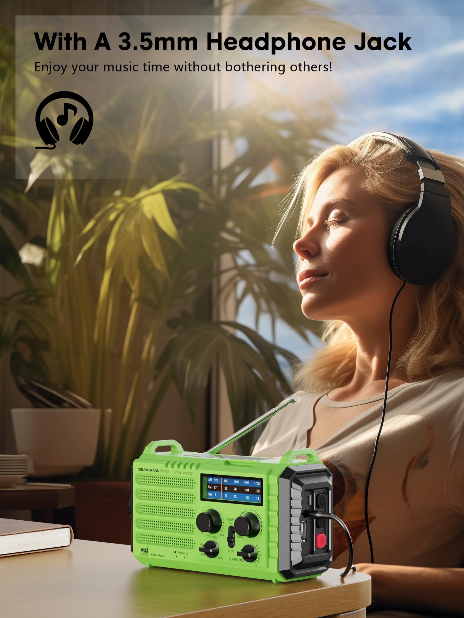 Raynic Solar Hand Crank Emergency Weather Radio - 5000mAh Power Bank with AM/FM/SW/NOAA Alerts, Flashlight, SOS Siren & Phone Charger - Portable Survival Gear for Camping, Hiking & Power Outages (Green)