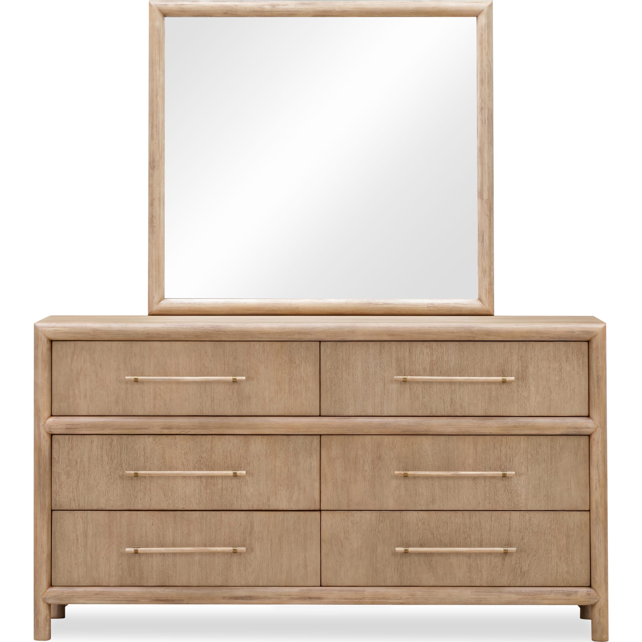 Dorsey Solid Wood and Glass Mirror in Granola - Elegant Wall Mirror for Bedroom, Bathroom, Living Room & Entryway Decor