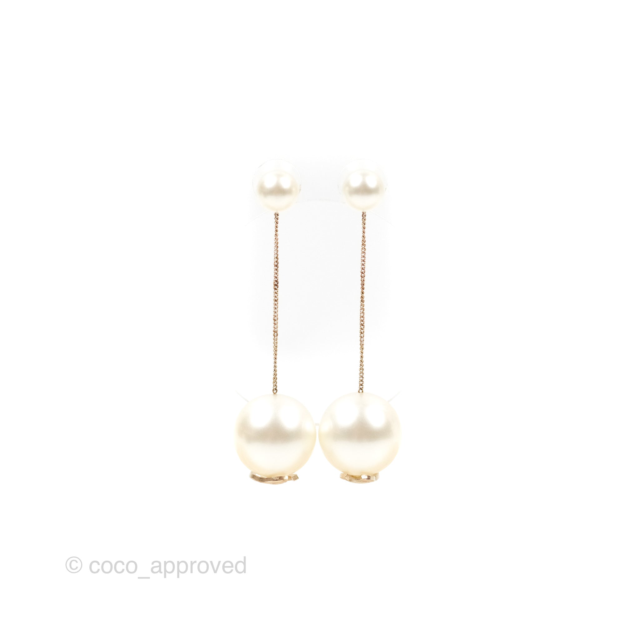 Chanel CC Pearl Drop Earrings for Women - Luxury Fashion Jewelry Gift for Her - Perfect for Weddings, Parties & Special Occasions