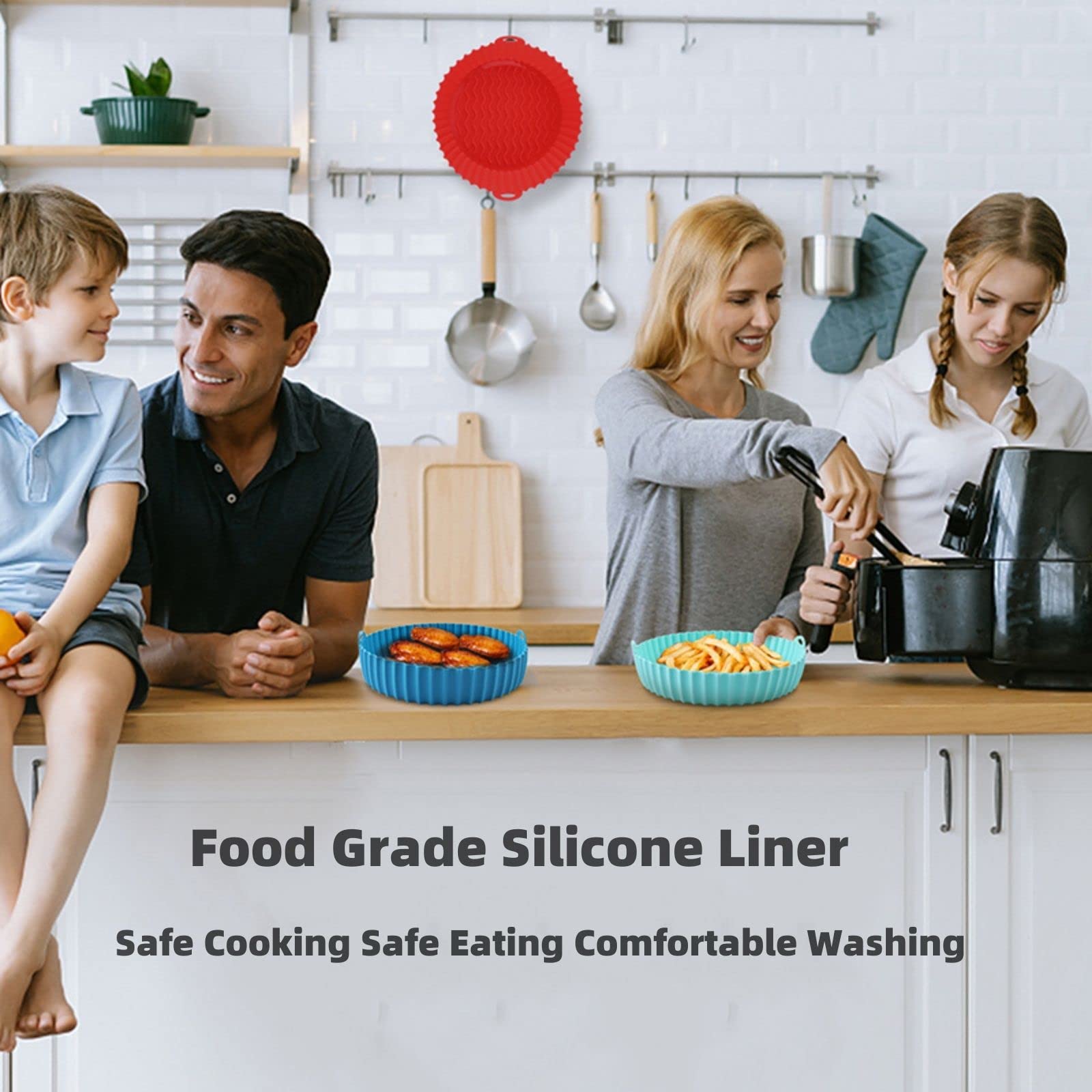 Non-Toxic Silicone Air Fryer Basket Liner - Reusable, Food Safe Oven Accessory for Easy Cleaning - Replacement for Parchment Paper - Perfect for Chicken Wings, Fries & Healthy Cooking