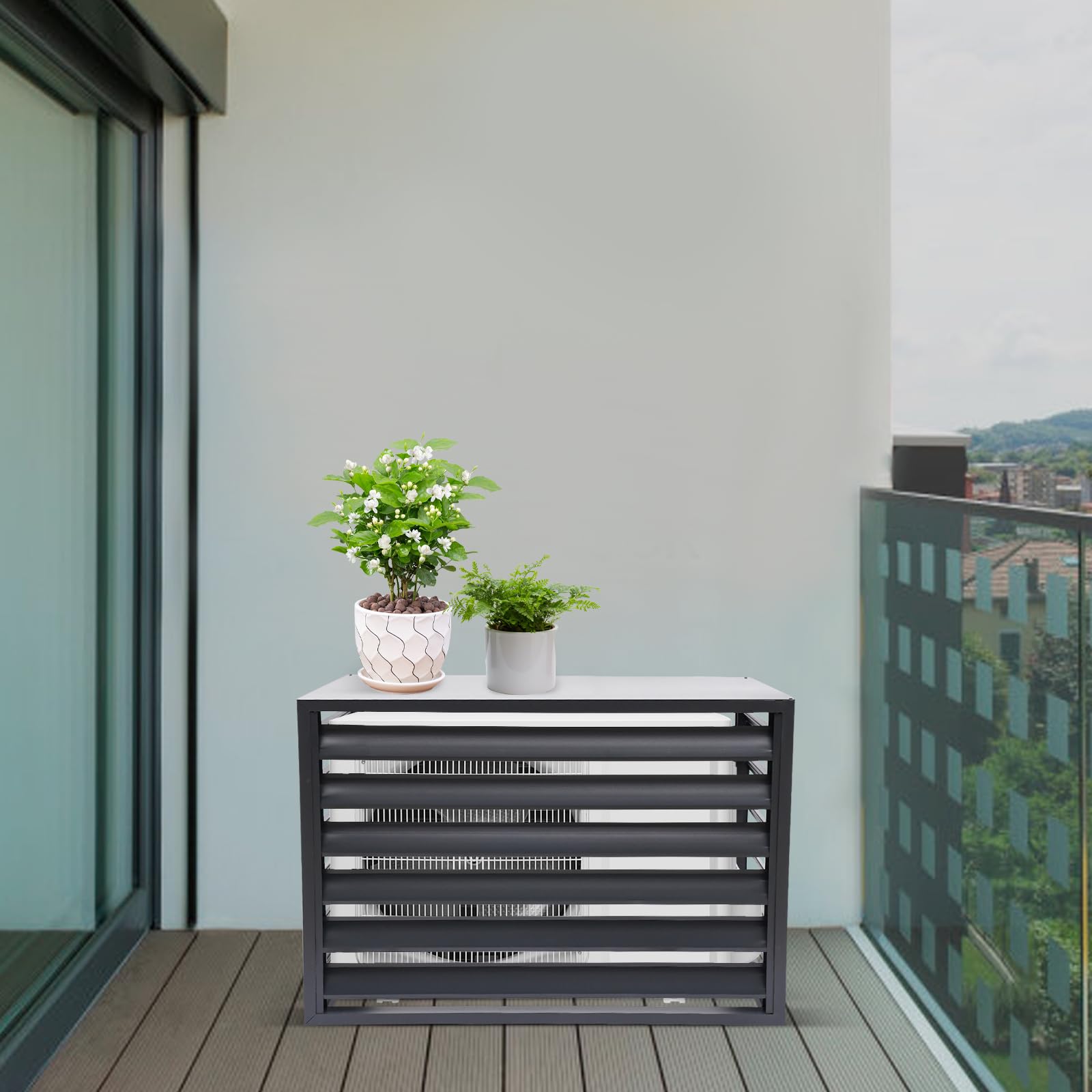 Free Standing Metal Air Conditioner Fence Screen for Outdoor Units - Decorative AC Cover Enclosure (39.4