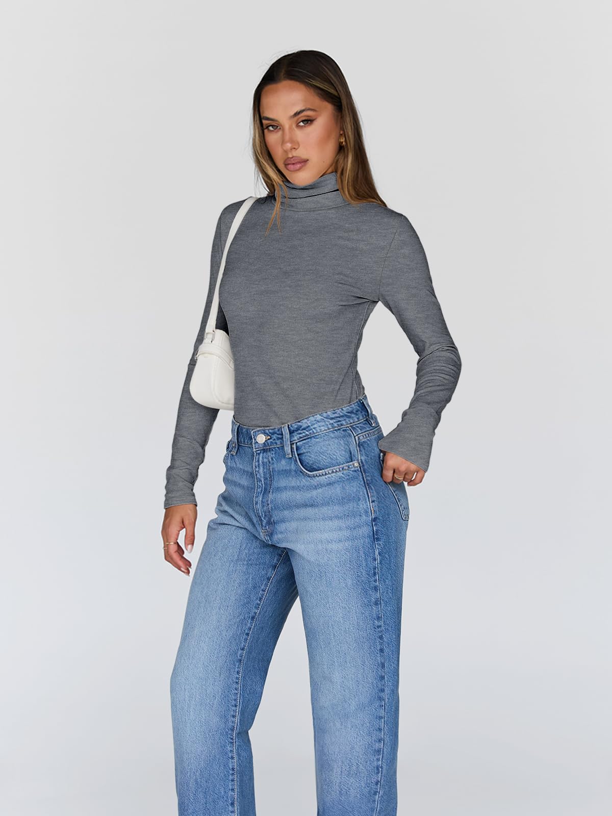 Trendy Queen Women's Turtleneck Long Sleeve Thermal Shirts - Fall & Winter Fashion Basic Underwear Tops 2025 - Perfect for Layering, Office Wear & Cold Weather Outfits