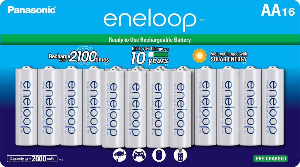 Panasonic eneloop Battery Charger Kit with 16 AA & 2 AAA Rechargeable Batteries - Perfect for Cameras, Gaming Controllers & Smart Home Devices
