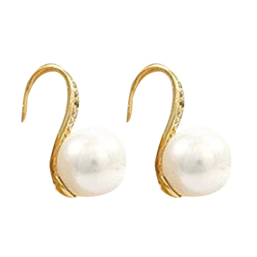 Walbest Fashion Faux Pearl Drop Earrings for Women - Rhinestone Inlaid Hook Earrings, Piercing Jewelry - Perfect for Parties, Weddings & Everyday Wear
