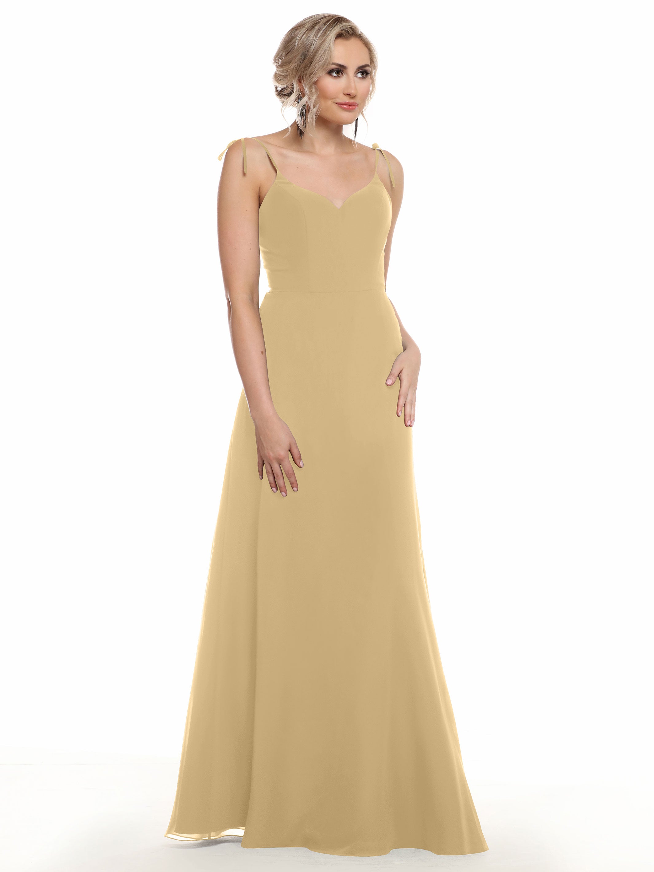 Elegant 80144 Chiffon A-Line Bridesmaid Dress with V-Neck & Spaghetti Straps - Perfect for Weddings, Formal Events & Special Occasions