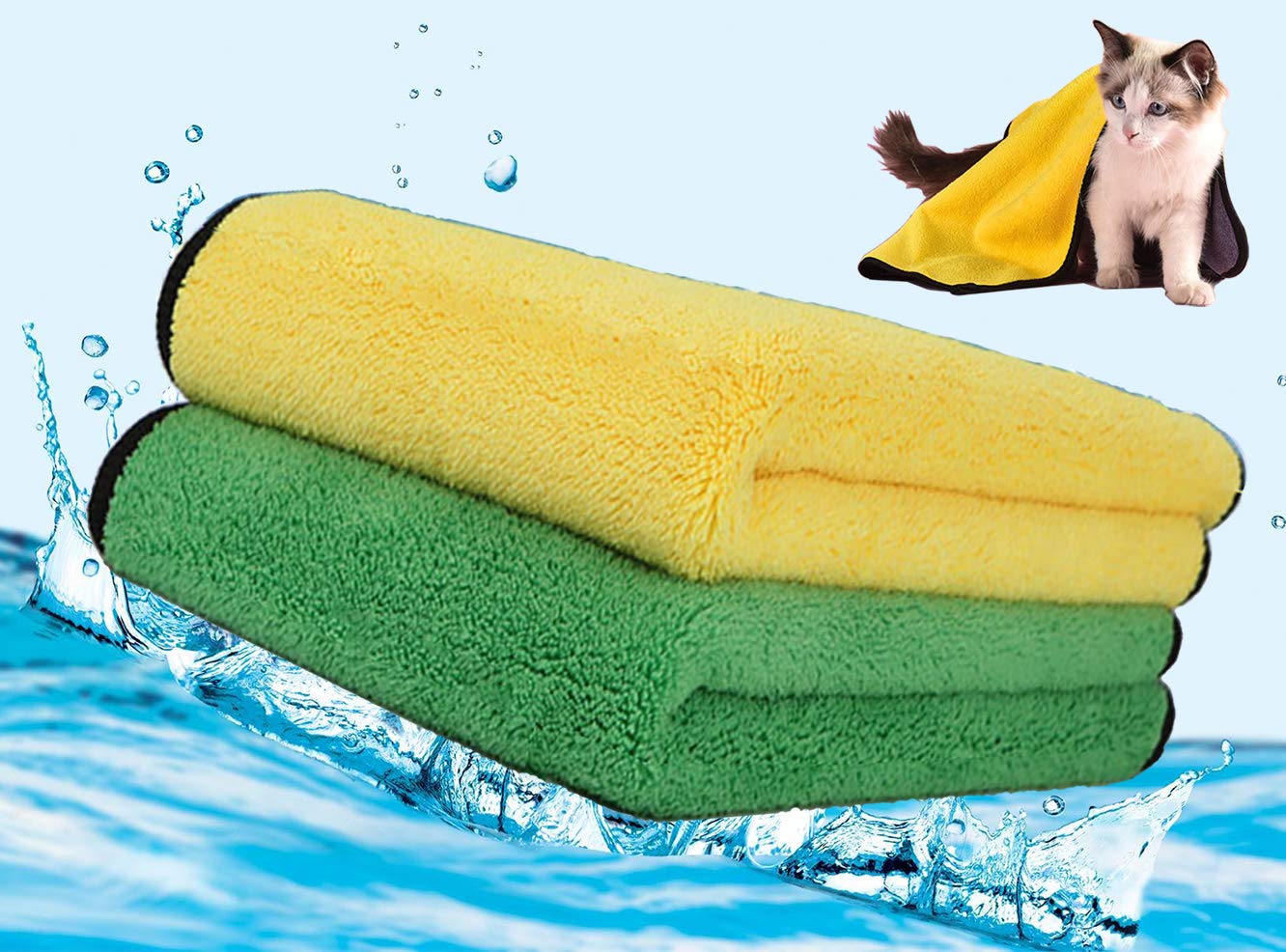 2 Pack Super Absorbent Microfiber Dog Towels - Quick Dry Pet Bath & Drying Towel for Small Dogs & Cats, 11.8