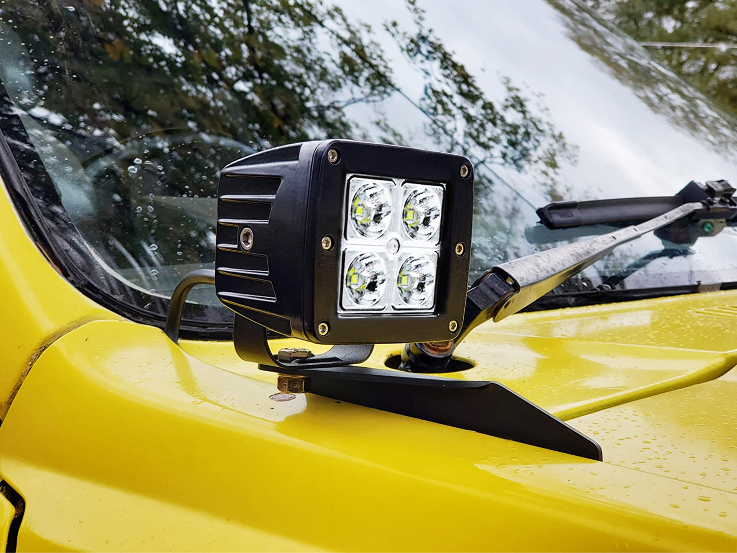 40W LED Ditch Light Kit with Hood Edge Mount Bracket & Relay for Toyota 4Runner (1990-1995) - Off-Road Adventure, Night Driving, Camping Lighting