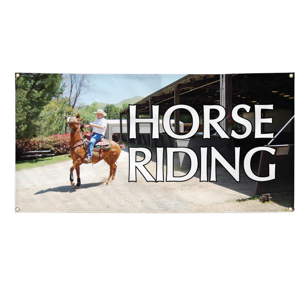 Durable 60x144 Inches Vinyl Banner for Horse Riding & Outdoor Advertising - Weatherproof, Industrial Yard Sign with 10 Grommets | Perfect for Equestrian Events, Business Promotion & Outdoor Decor