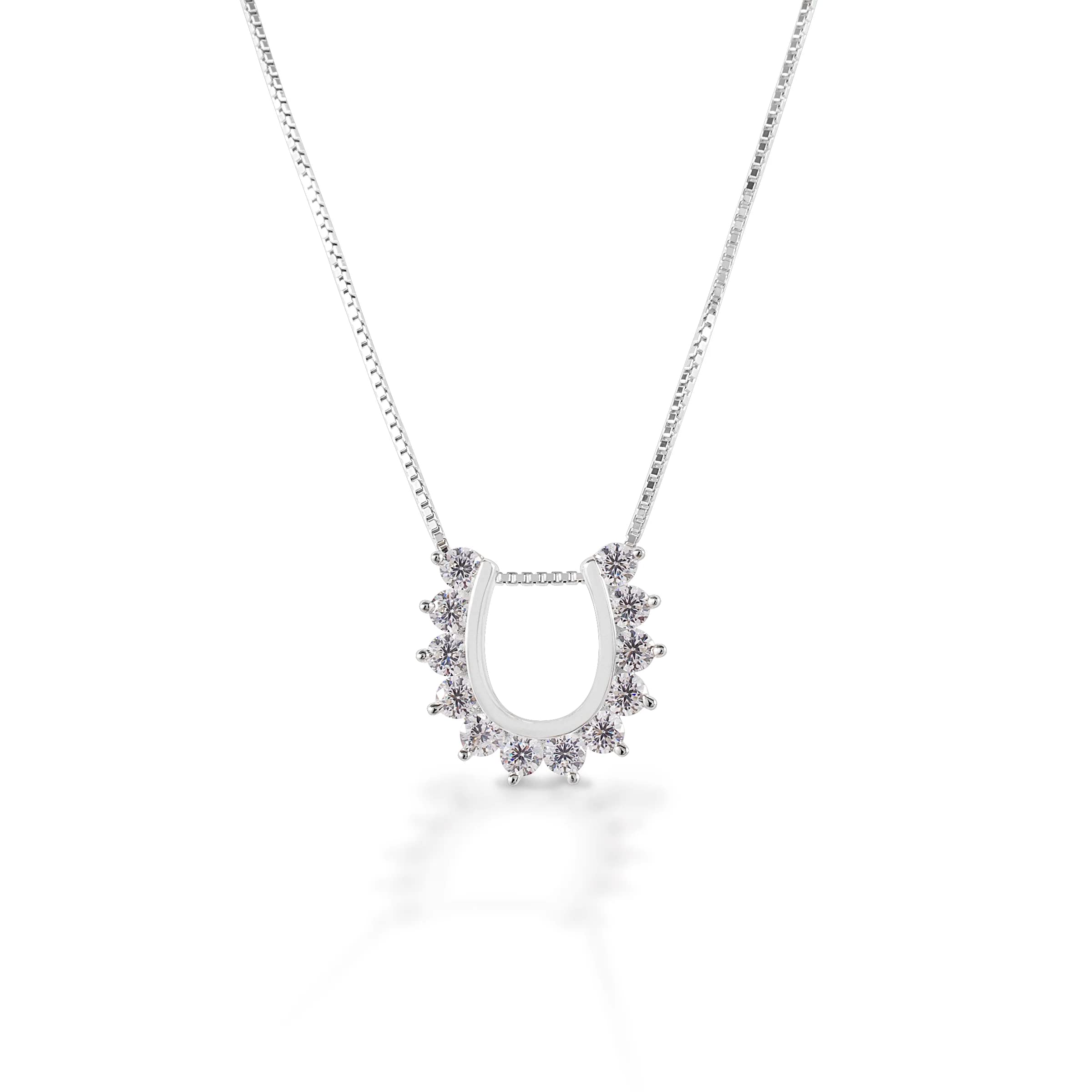 Sterling Silver Horseshoe Necklace for Women - Elegant Outside Set Pendant for Good Luck & Protection - Perfect for Everyday Wear, Gifts & Special Occasions