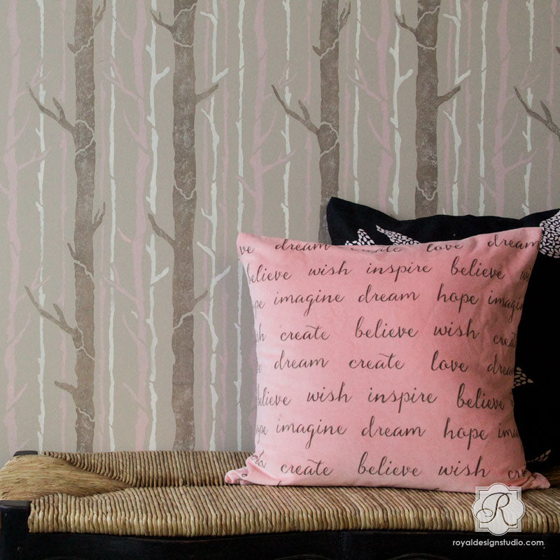 Bonnie Christine Floral Timber Tree Wall Stencil - DIY Home Decor for Nursery, Bedroom & Living Room