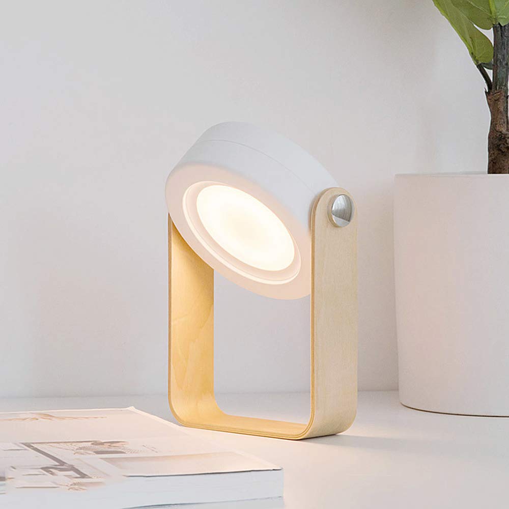 Foldable LED Reading Lamp with Wood Handle - USB Rechargeable Portable Night Light for Bedroom, Study & Camping | Telescopic Folding Table Lamp for Kids & Adults