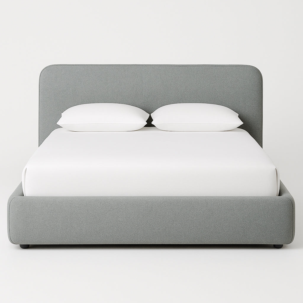 Broadview Platform Bed Frame - Mellow Stone Finish, Queen Size, Modern Minimalist Design for Bedroom, Living Room, or Guest Room