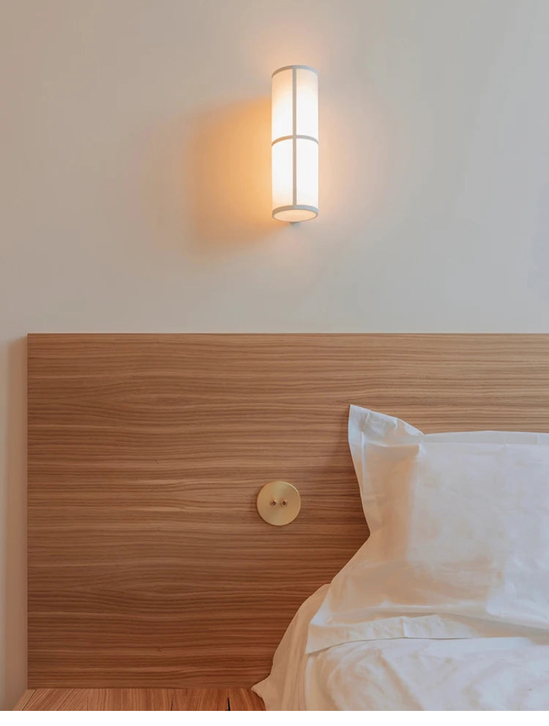 Lina Woven Fabric Wall Lamp - Modern Handwoven Rattan Light Fixture for Bedroom, Living Room & Nursery - Soft Ambient Lighting for Cozy Home Decor